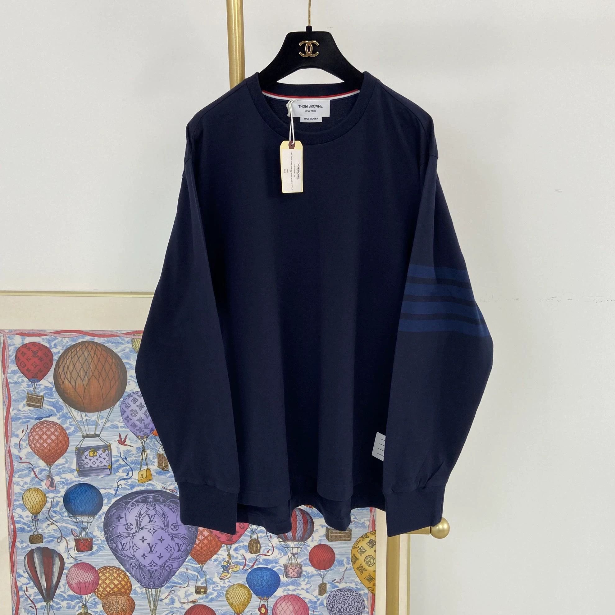 Thom Browne THOM BROWNE 4-stripe cotton long-sleeve tee 2 Size US M / EU 48-50 / 2 - 1 Thumbnail