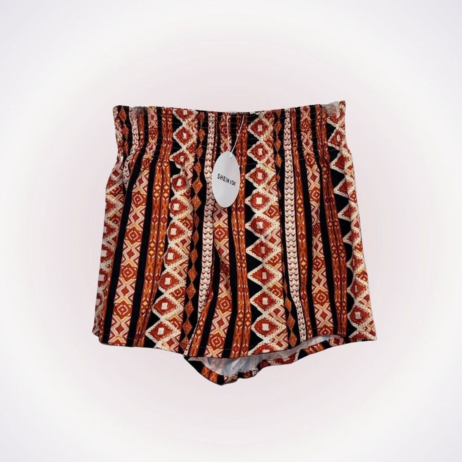 Shein SHEIN Orange and Black Stretch Waist Shorts | Sz M, NWT Size 28" / US 6 / IT 42 - 1 Thumbnail