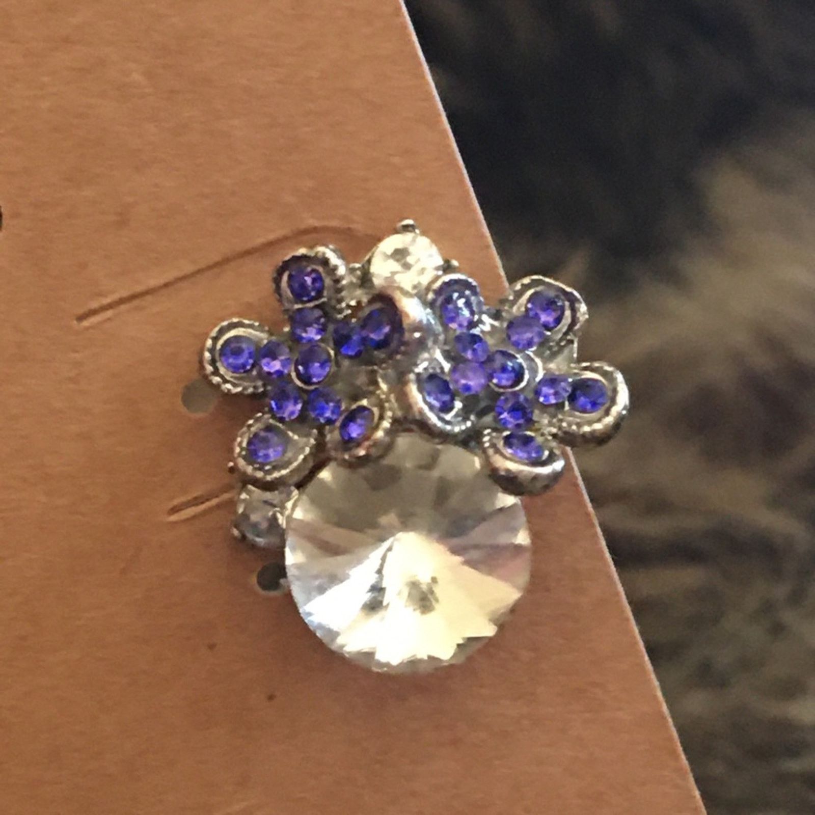 Vintage Vintage rivoli cut stone purple flower earrings Size ONE SIZE - 3 Thumbnail