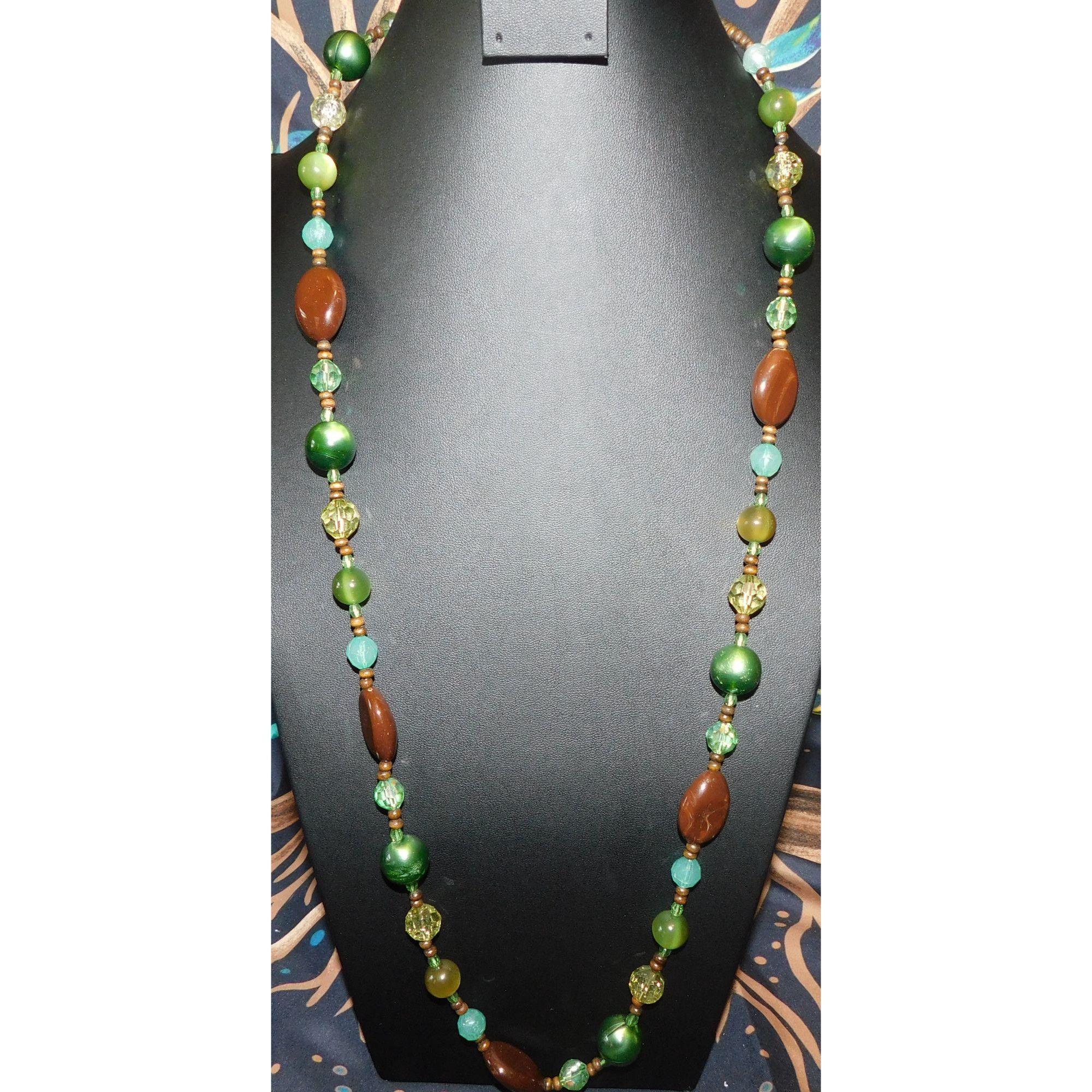 Other Bohemian Brown And Green Long Beaded Necklace Size ONE SIZE - 1 Thumbnail