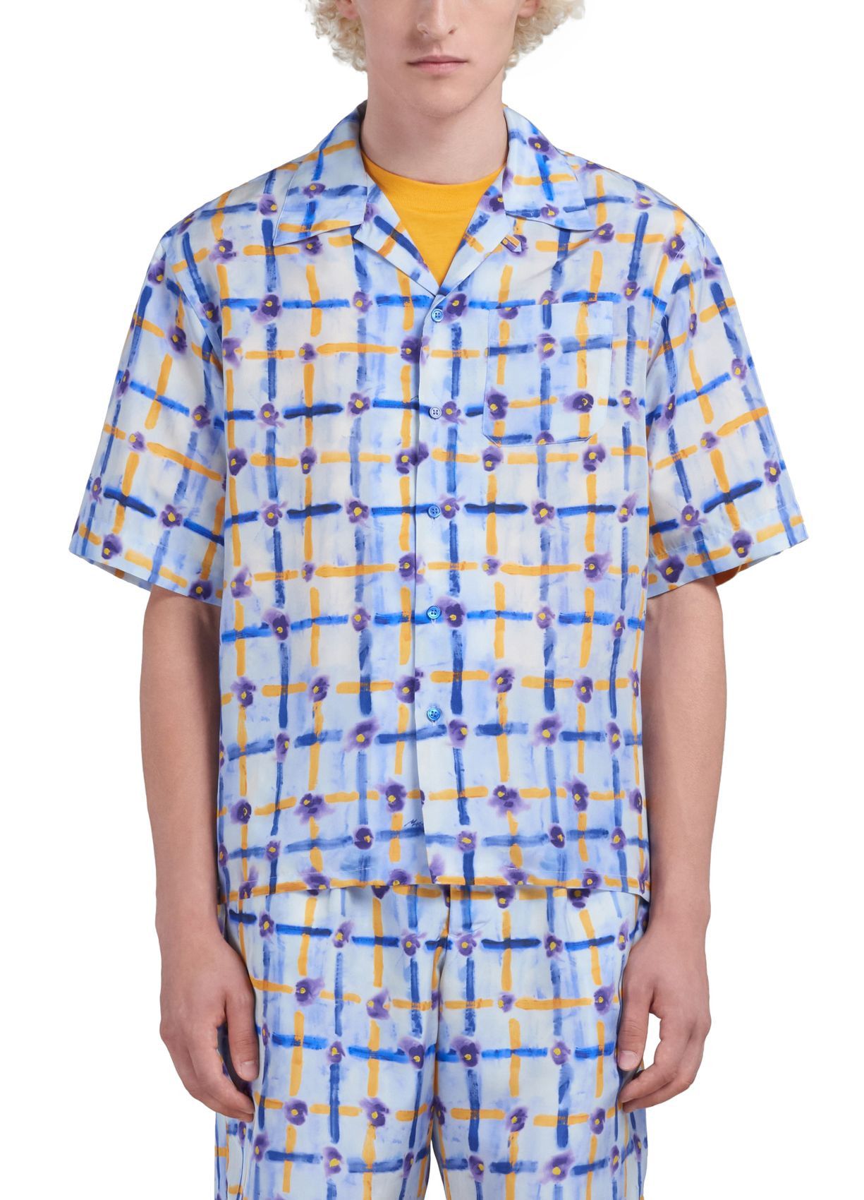 Marni o1w1db10125 Printed Habotai Silk Bowling Shirt in Multicolor Size US L / EU 52-54 / 3 - 3 Thumbnail
