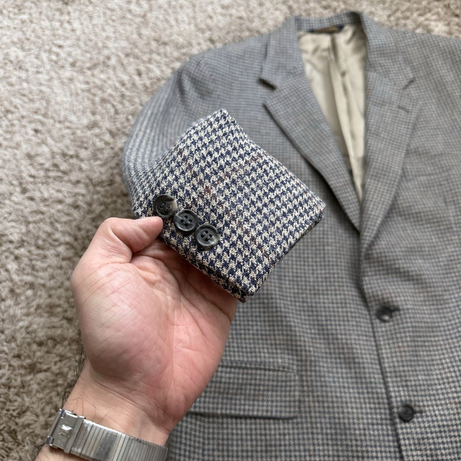 Brooks Brothers × Vintage Vintage Brooks Brothers Houndstooth Wool Blazer Suit Jacket Size 42L - 3 Thumbnail