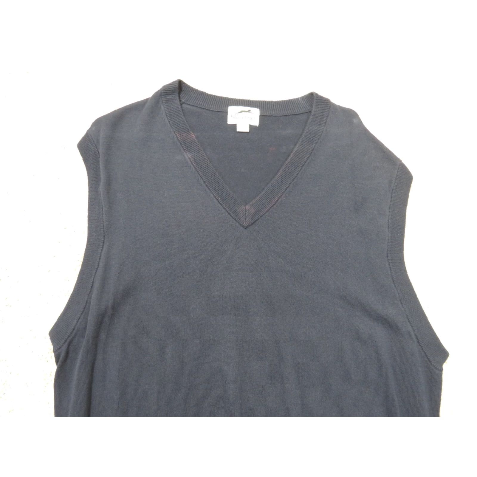 Vintage VINTAGE Slazenger Vest Cotton Navy Blue V-Neck Mens Large Knit Pullover Collarless Golf Spring Fall Winter Casual Business Size US L / EU 52-54 / 3 - 3 Thumbnail