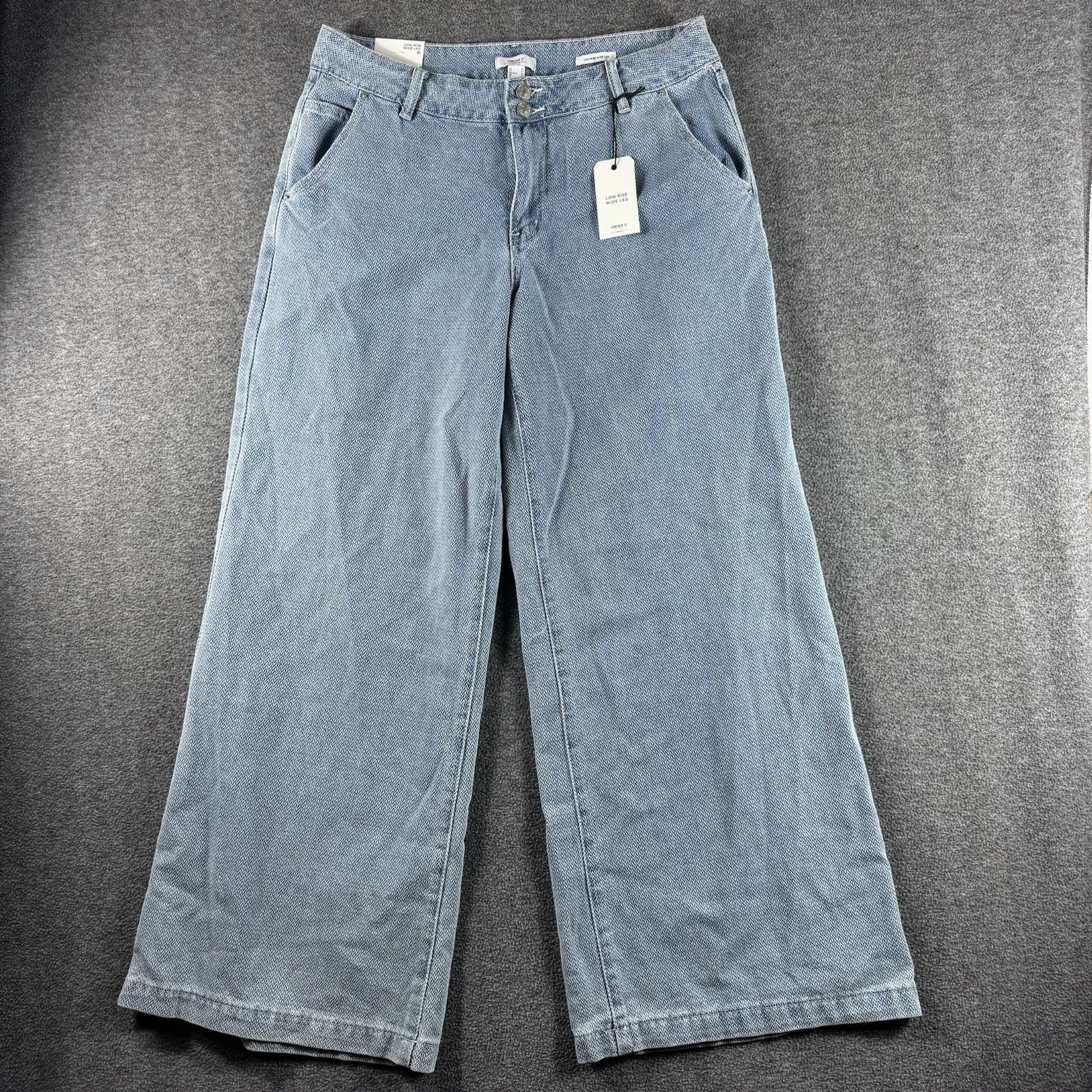 Forever 21 Forever 21 Women's Low-Rise Wide Leg Baggy Jeans Light Denim Size 31" - 11 Thumbnail