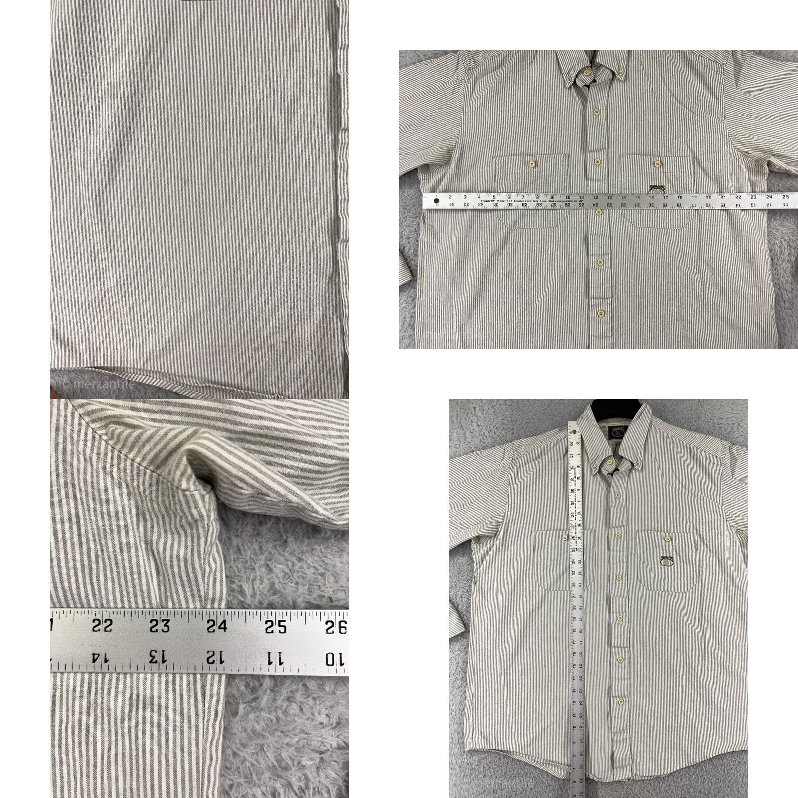 Vintage Skeets Shirt Mens XL Gray Striped Button-Up Cotton Pocket Size US XL / EU 56 / 4 - 9 Thumbnail