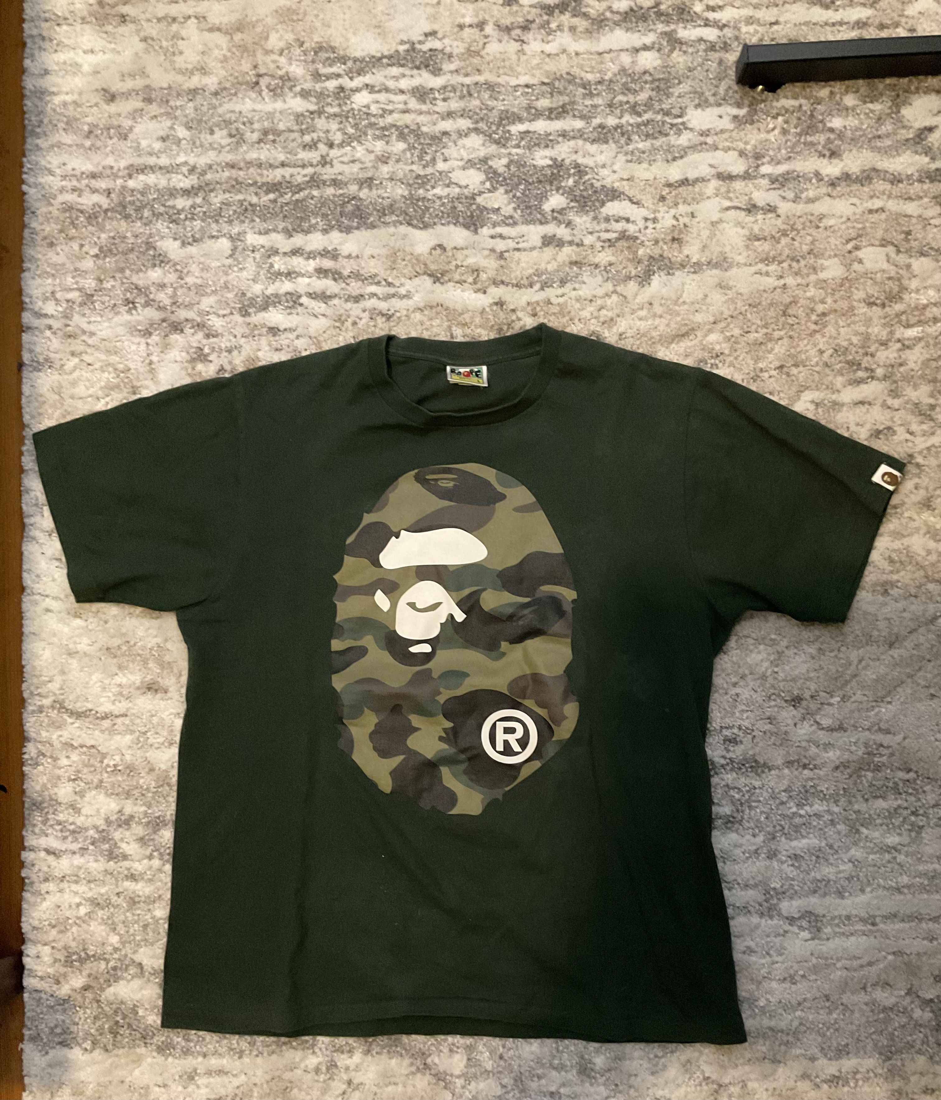 image of Bape 1St Camo Big Ape Head Tee (2019) in Green, Men's (Size Large)