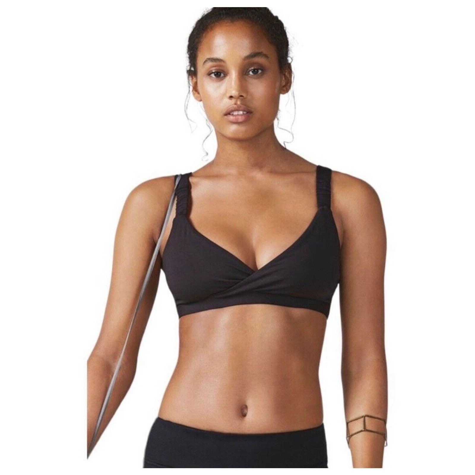 Fabletics Fabletics Medium Cross Front Sports Bra Ruched Straps Size ONE SIZE - 1 Thumbnail