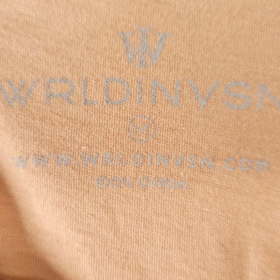 Vintage WRLDINVSN Christian T Shirt Mens Medium Beige Cross Jesus Christ Crew Neck Short Sleeve Size US M / EU 48-50 / 2 - 6 Thumbnail