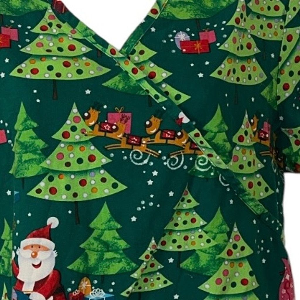 Other Women's Comfy Cotton Christmas Scrubs Top M Green Red Size M / US 6-8 / IT 42-44 - 5 Thumbnail