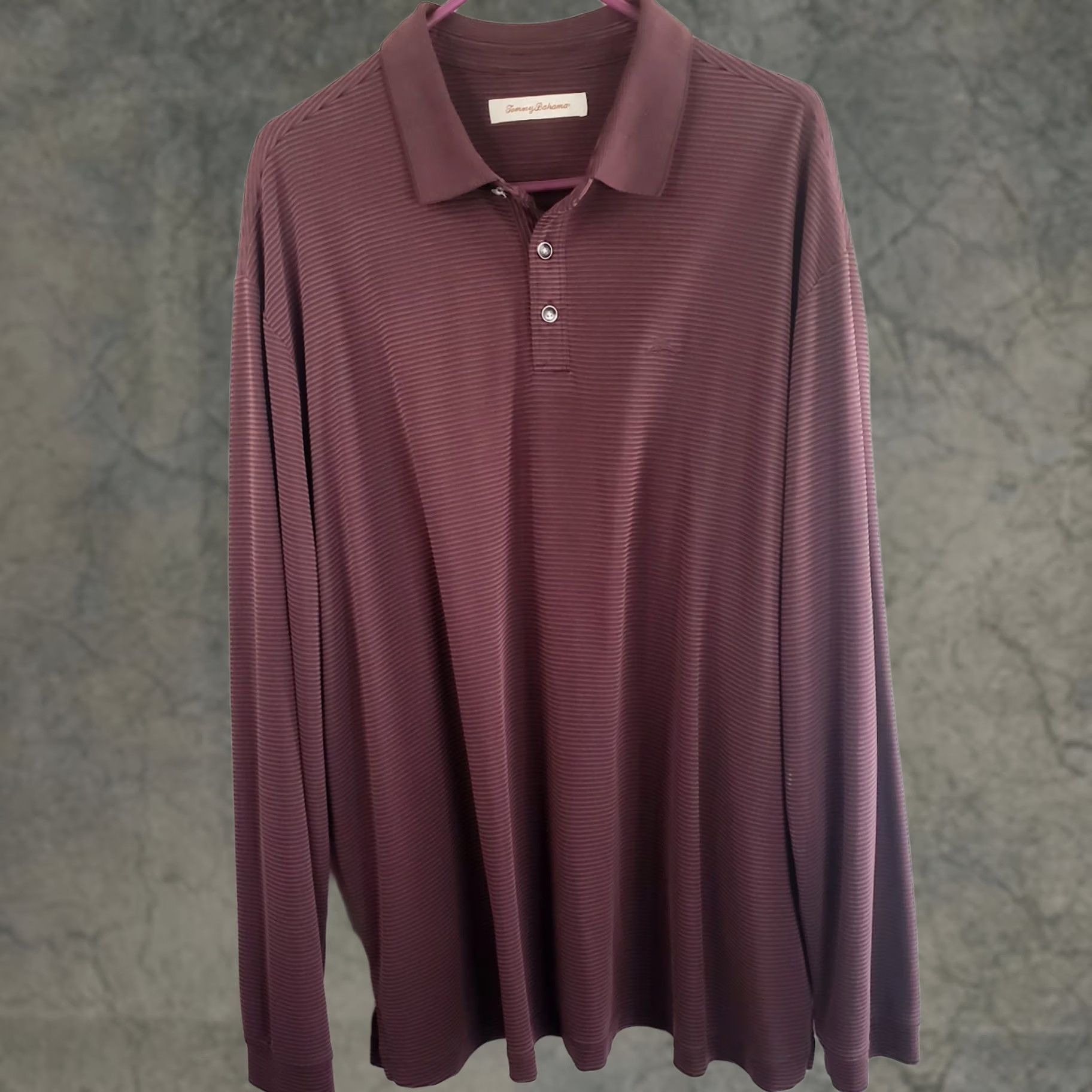 Tommy Bahama Tommy Bahama Mens 2XL Burgundy Modal Poly Supima Long Sleeve Polo Shirt Logo Size US XXL / EU 58 / 5 - 1 Thumbnail