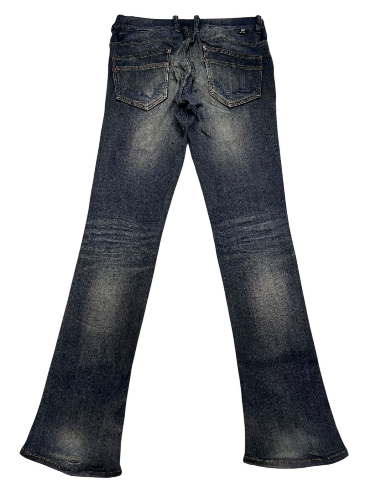 Nicole Club HIDEWAYS NICOLE Flare Slim Cut Dark Denim Distress Jeans Size US 32 / EU 48 - 2 Thumbnail