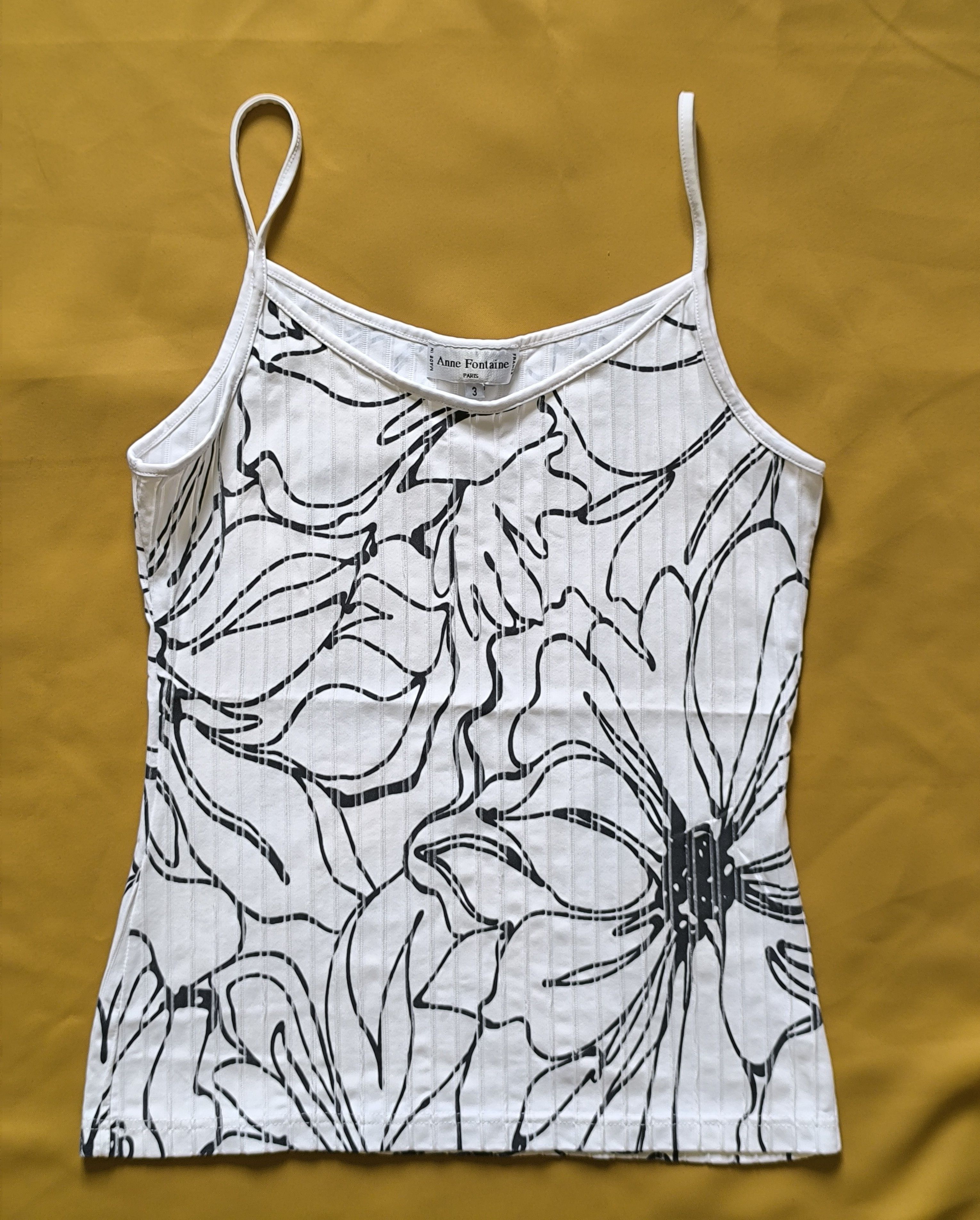 ANNE FONTAINE Anne Fontaine Paris White Black Floral Camisole Top – Size 3 Size S / US 4 / IT 40 - 1 Thumbnail