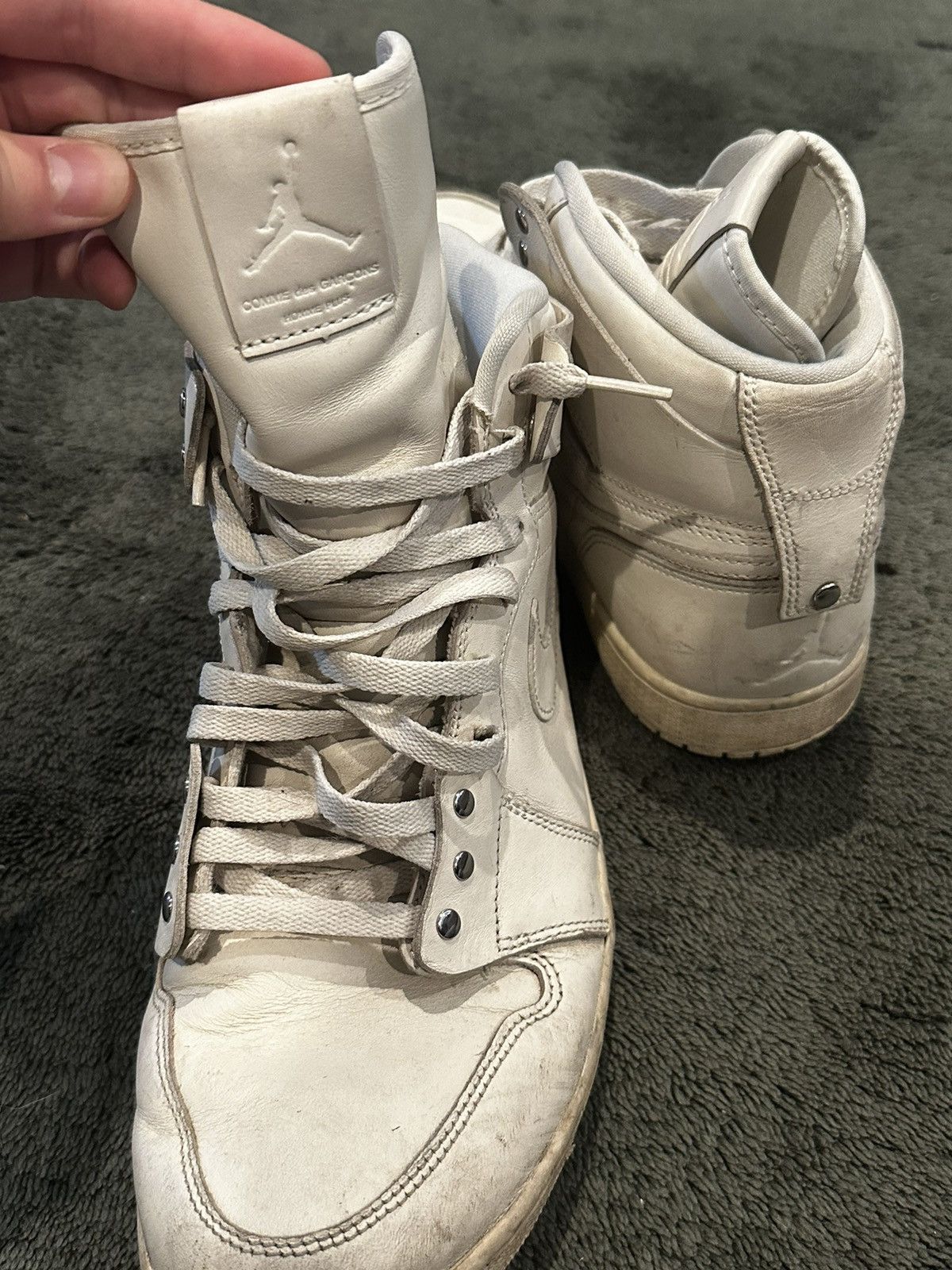 Comme des Garcons × Nike Comme des Garçons x Air Jordan 1 Retro Strap High 'White' Size US 11 / EU 44 - 6 Thumbnail