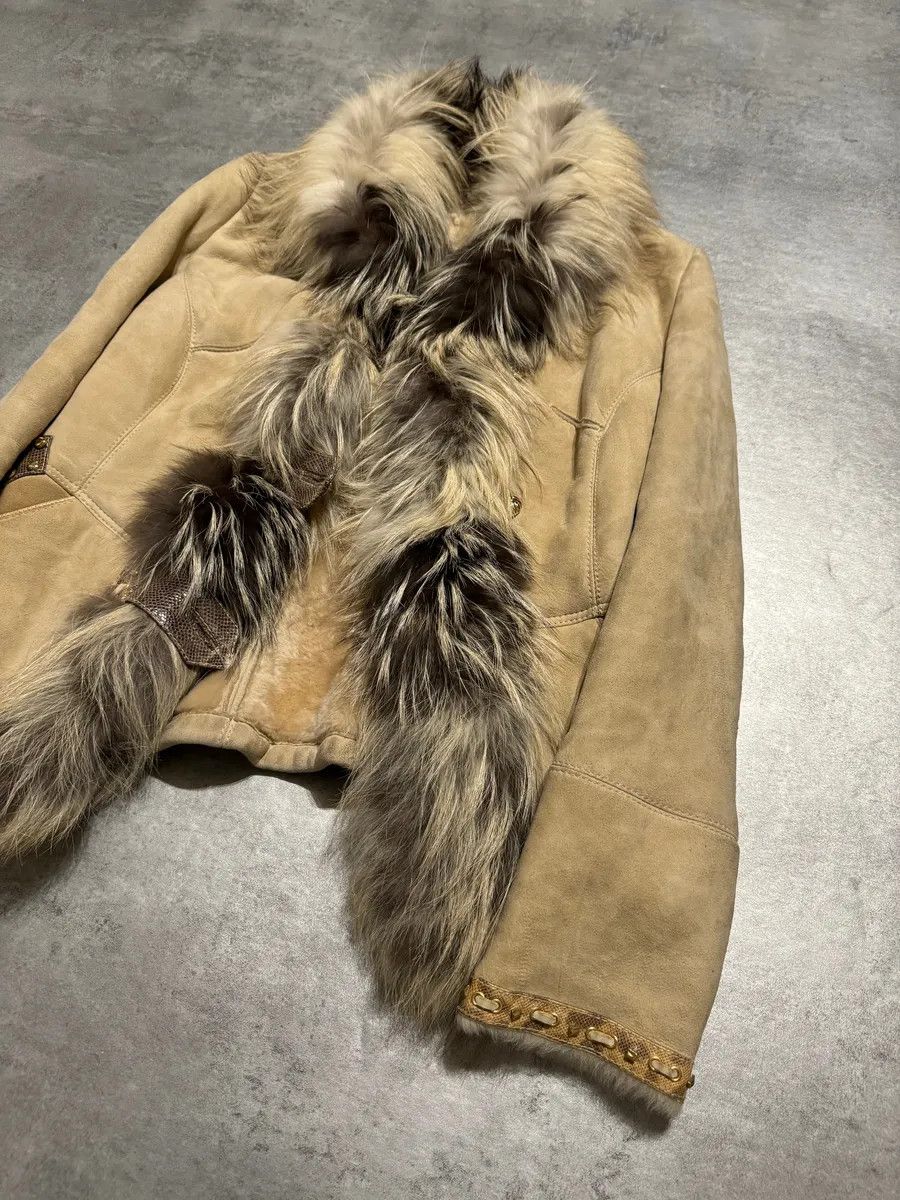 Roberto Cavalli FW2006 Roberto Cavalli Beige Fur & Silk Leather Creamy Royal Jacket Size S / US 4 / IT 40 - 8 Thumbnail