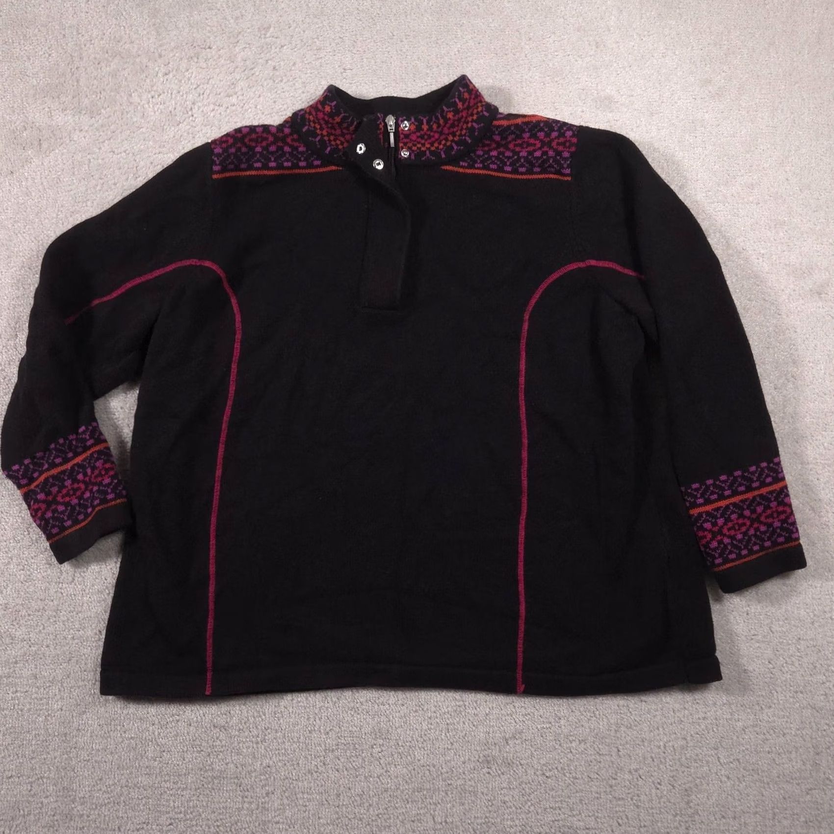 Vintage VINTAGE CJ Banks Sweater Womens 2X Black Mock Neck 1/4 Zip Fair Isle Ski Knit Pullover Size XXL / US 16-18 / IT 52-54 - 2 Thumbnail