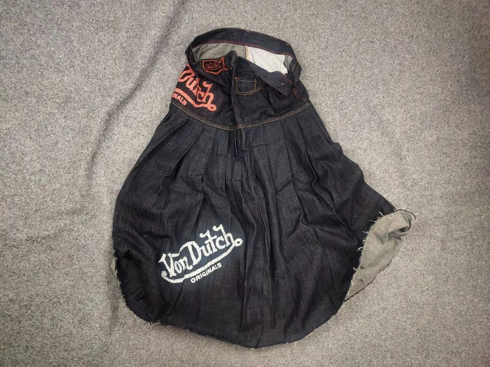 Rare Von Dutch Vintage Y2K Long wide denim Pleated Skirt