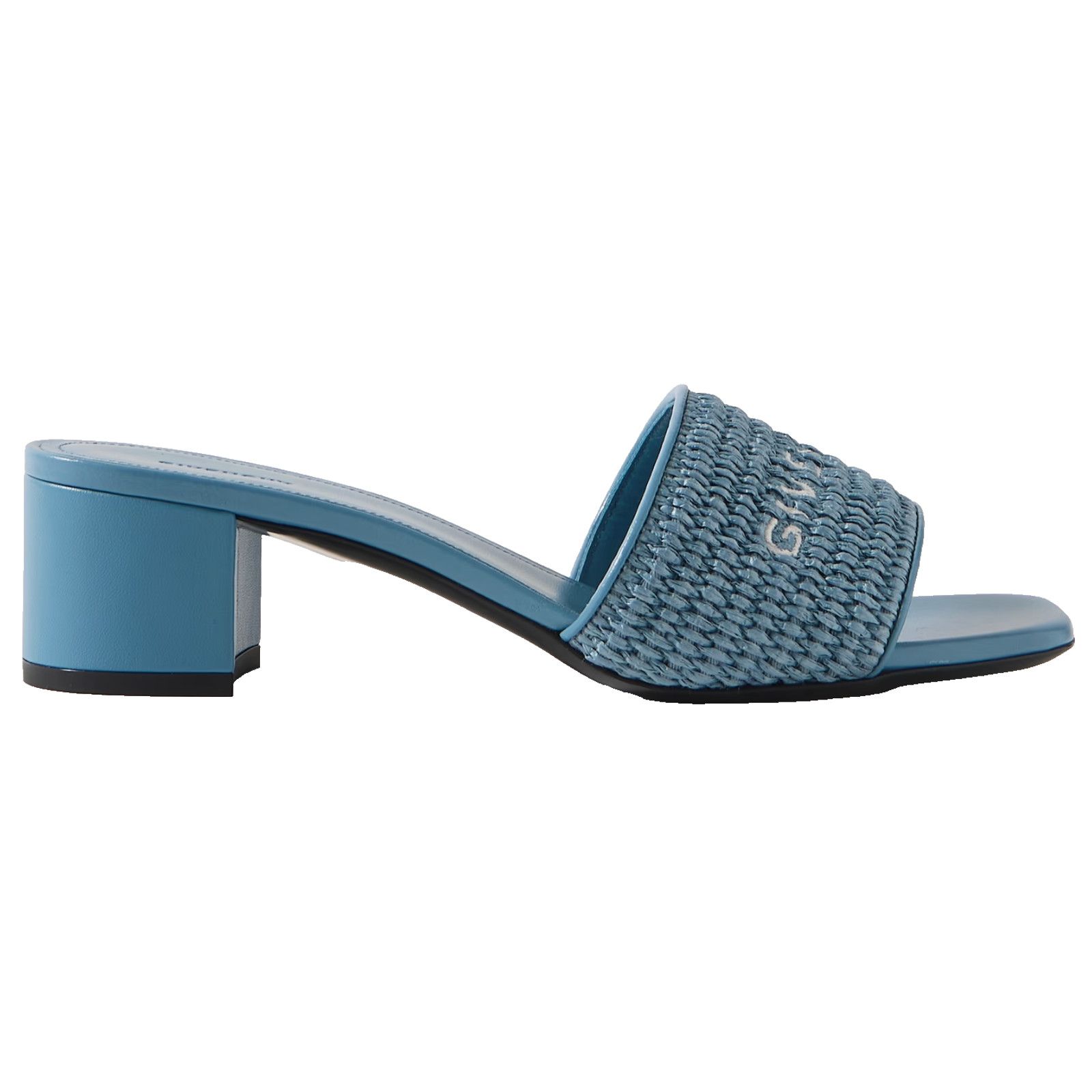 Givenchy Givenchy 4G Denim Blue Raffia Logo Leather Slide On Mule Size US 9.5 / IT 39.5 - 1 Thumbnail