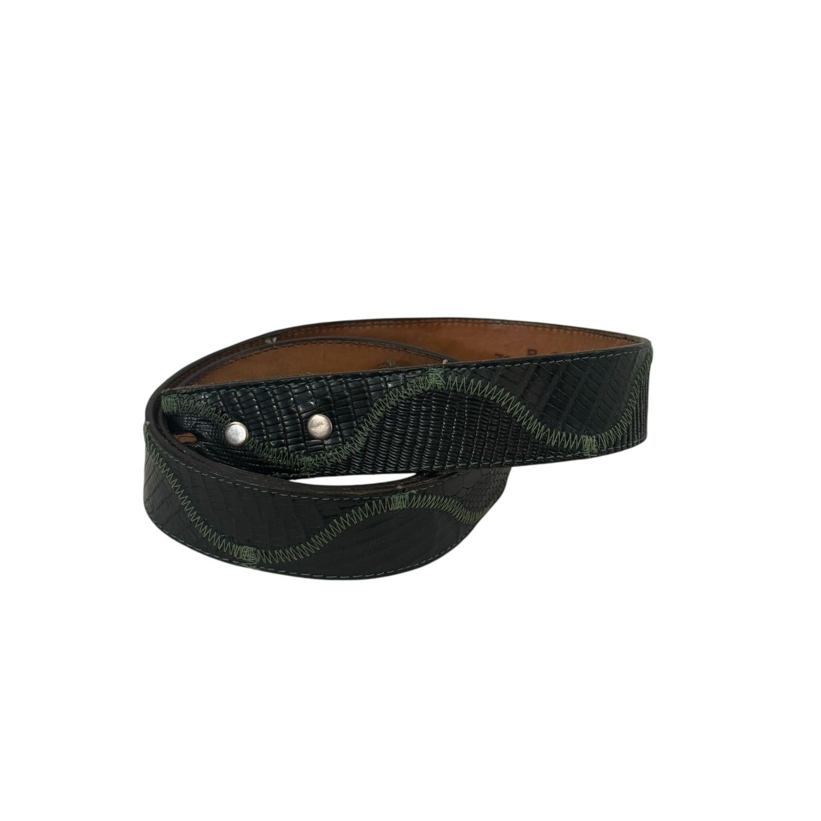 & Other Stories Vintage DDD Black Reptile Embossed Leather Belt Strap 38 Size ONE SIZE - 4 Thumbnail