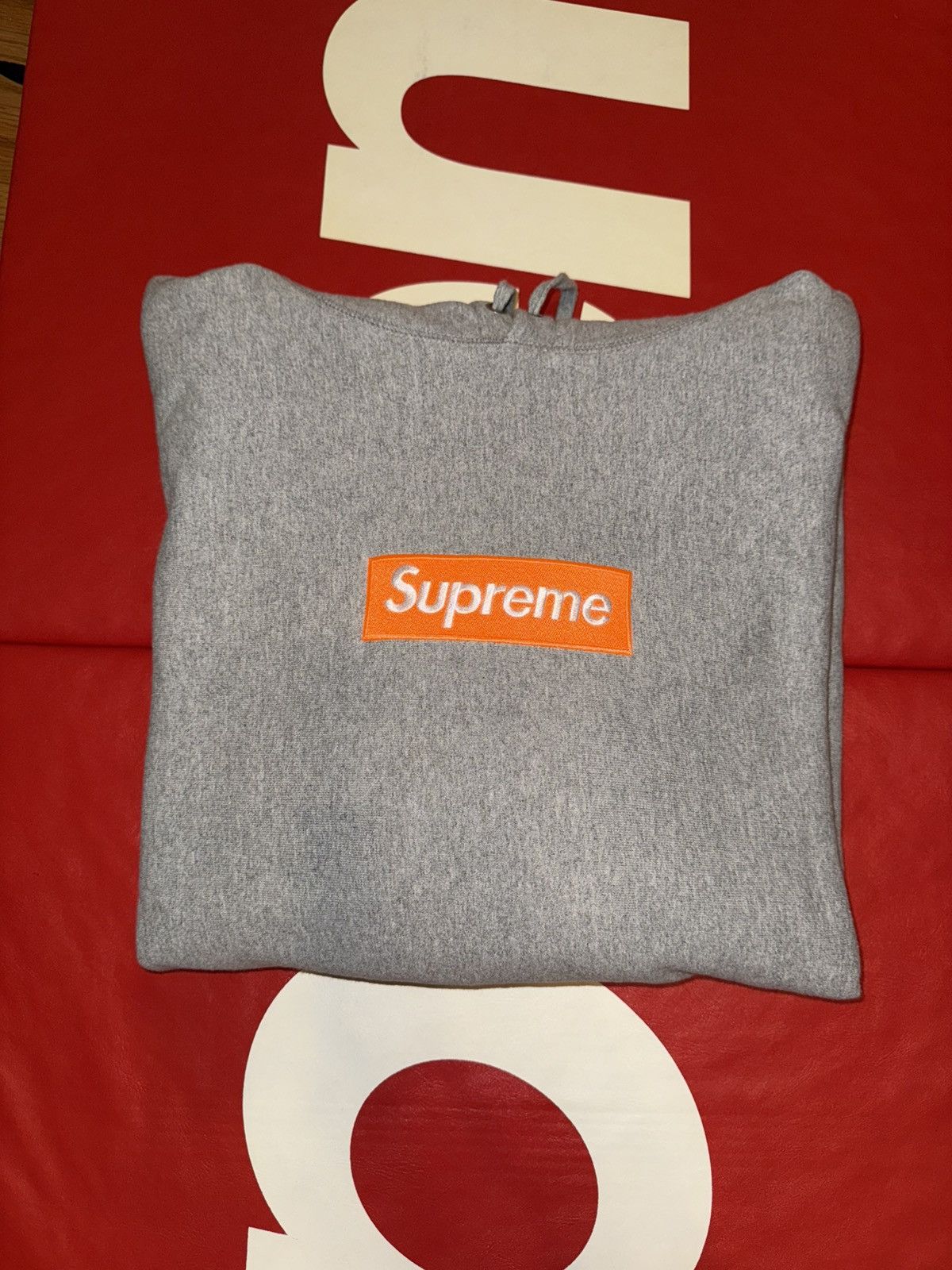 Supreme FW17 Supreme Box Logo Hooded Sweatshirt Grey Orange XL Size US XL / EU 56 / 4 - 1 Thumbnail
