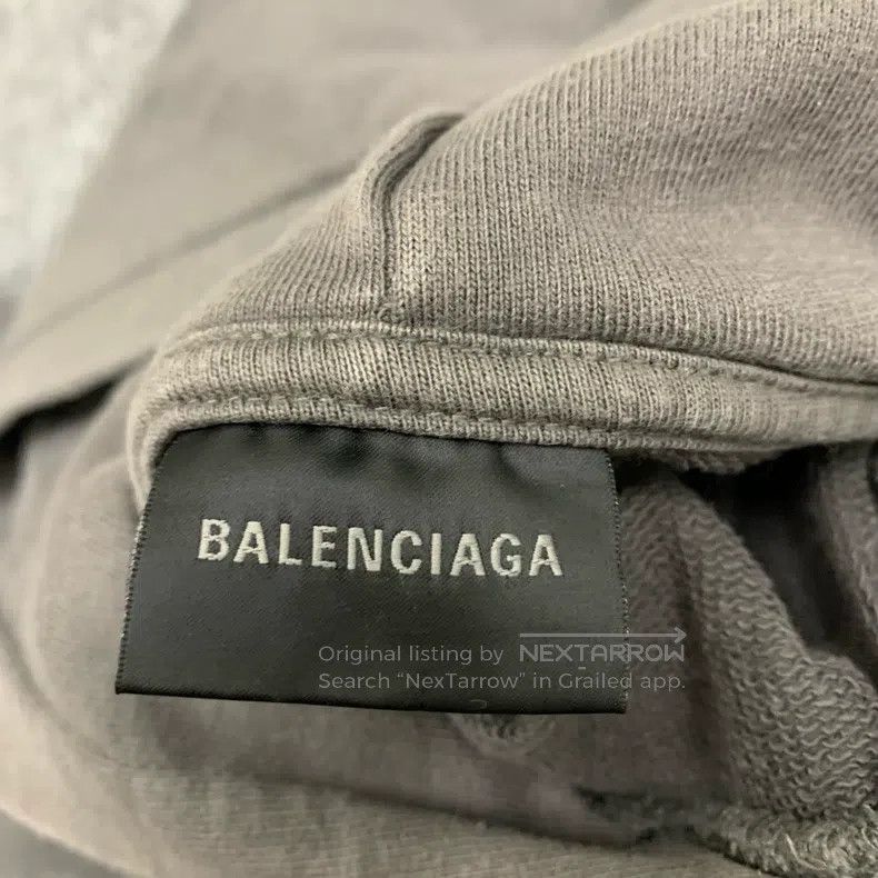 Balenciaga Balenciaga Gray Front and Back Embroidered Hoodie Sweatshi Size US S / EU 44-46 / 1 - 5 Thumbnail