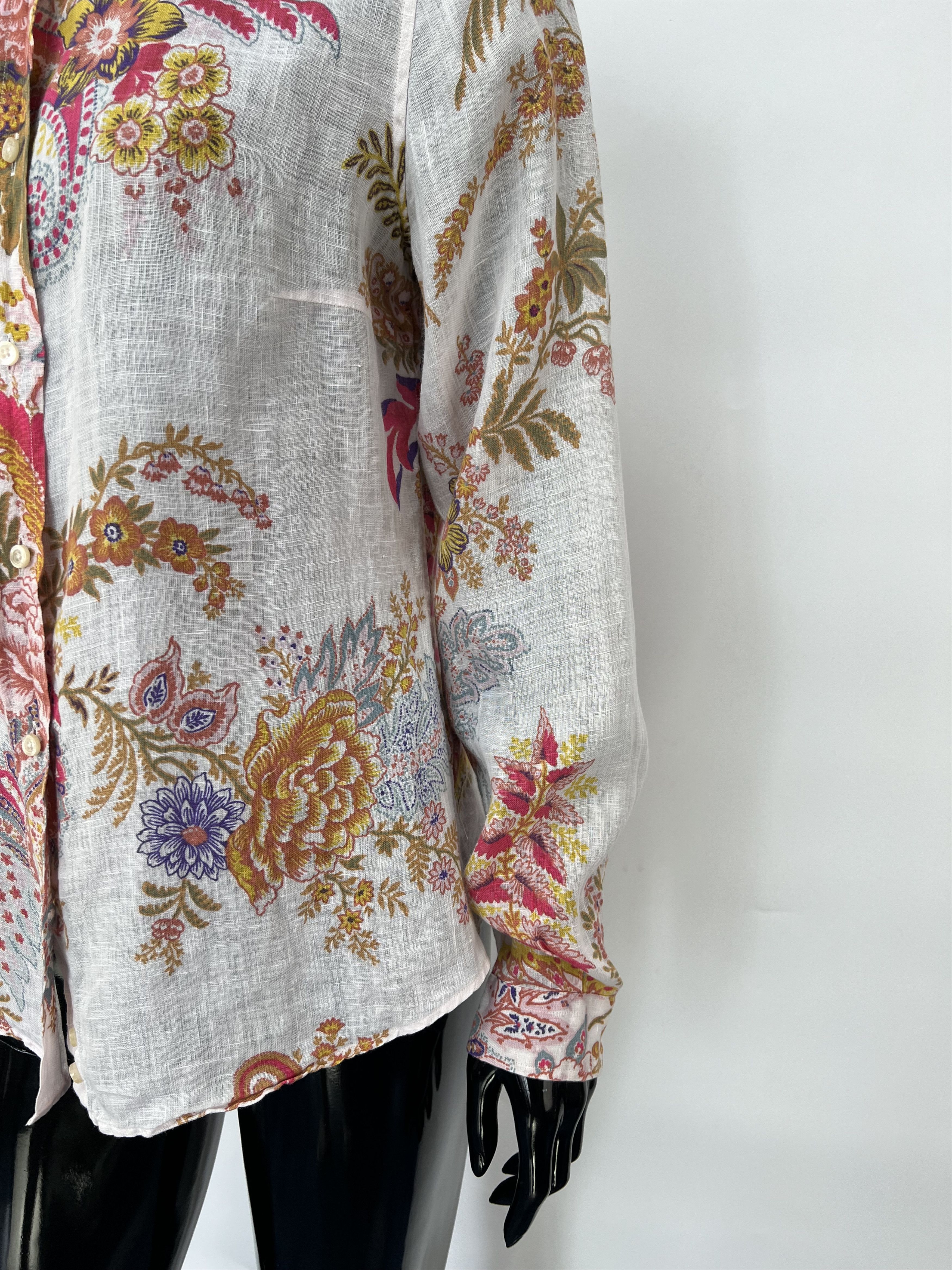 Etro Etro Women's Linen Paisley Long Sleeve Button Up Shirt Size M / US 6-8 / IT 42-44 - 7 Thumbnail
