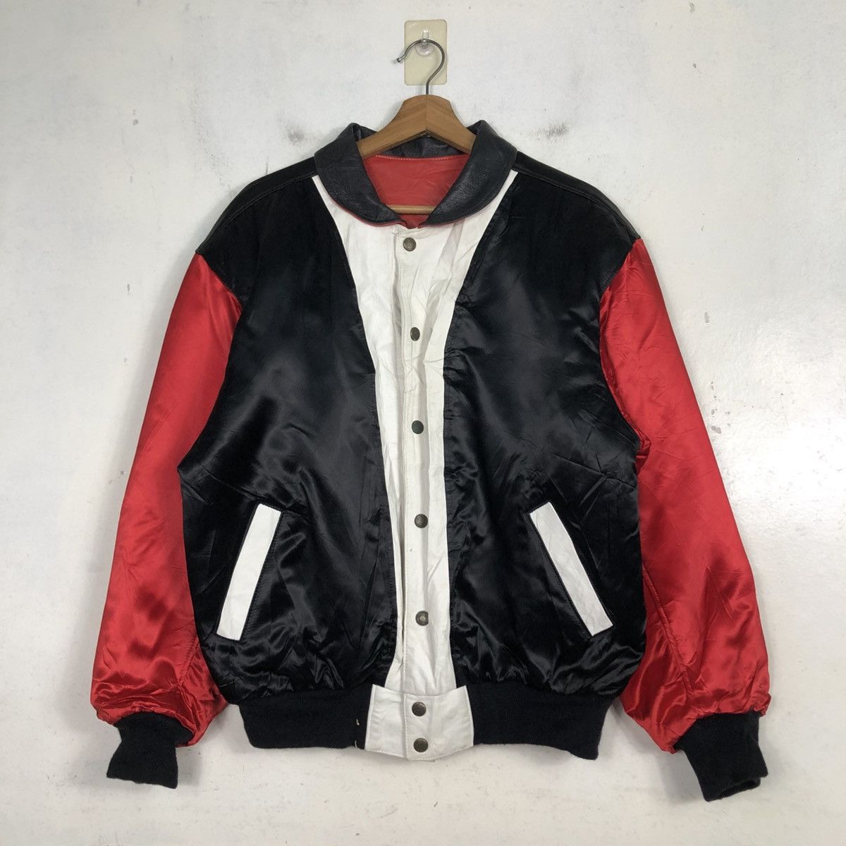 Jeff Hamilton 💥VINTAGE REVERSIBLE LEATHER BOMBER JACKET JEFF HAMILTON Size US L / EU 52-54 / 3 - 4 Thumbnail