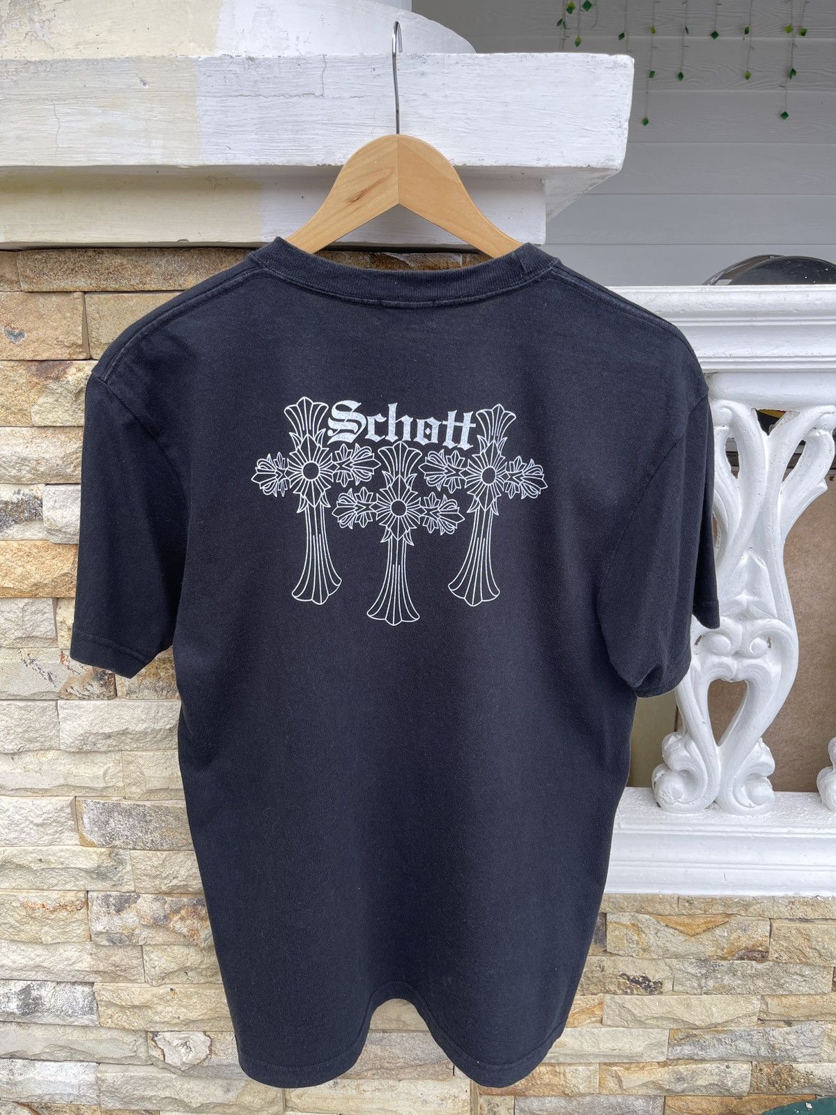 Japanese Brand × Schott × Vintage Last Drop🔥SCHOTT Japan Inc Inspired CHROME HEARTS Logo Tee Size US L / EU 52-54 / 3 - 1 Thumbnail