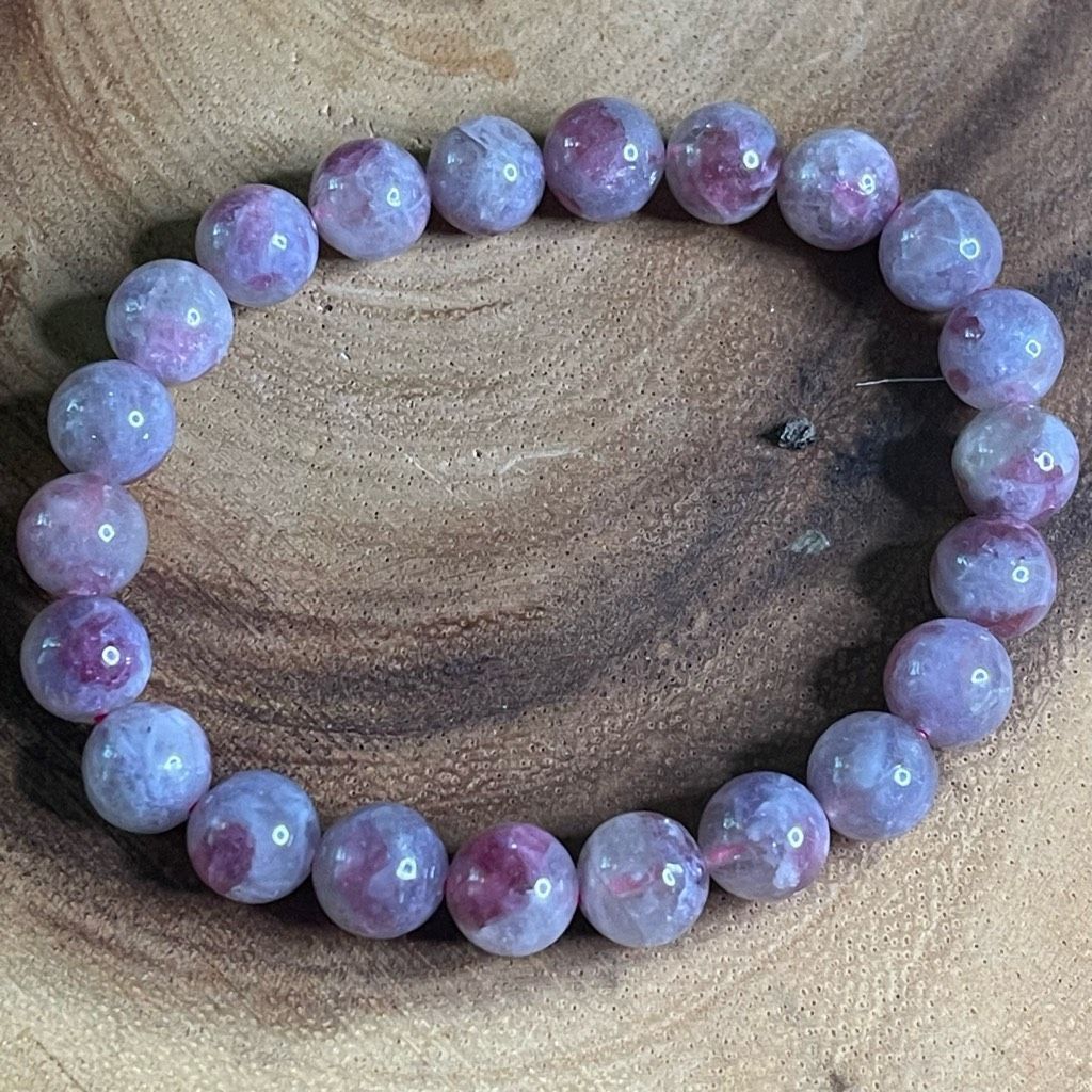 Other Unicorn stone beaded bracelet 7” crystal healing beads 8mm lepidolite pink tourmaline cleavelandite Size ONE SIZE - 2 Thumbnail