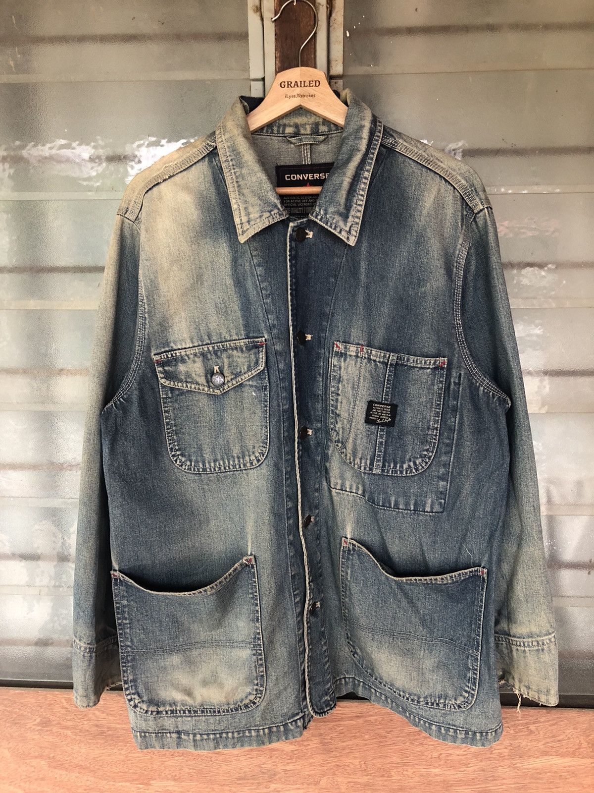 Converse Vintage Converse Distressed Denim Jacket Size US M / EU 48-50 / 2 - 2 Thumbnail