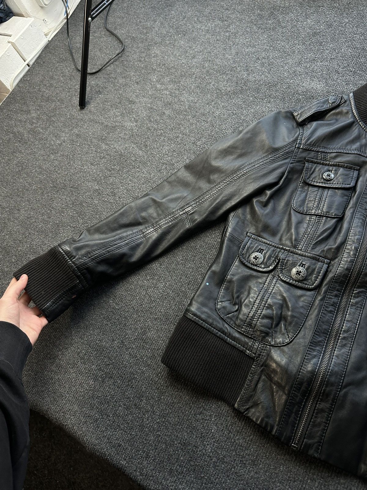 Leather 🚨 LEATHER WOMEN OPIUM MULTIPOCKET JACKET ZIP AVANT GARDE Size M / US 6-8 / IT 42-44 - 4 Thumbnail