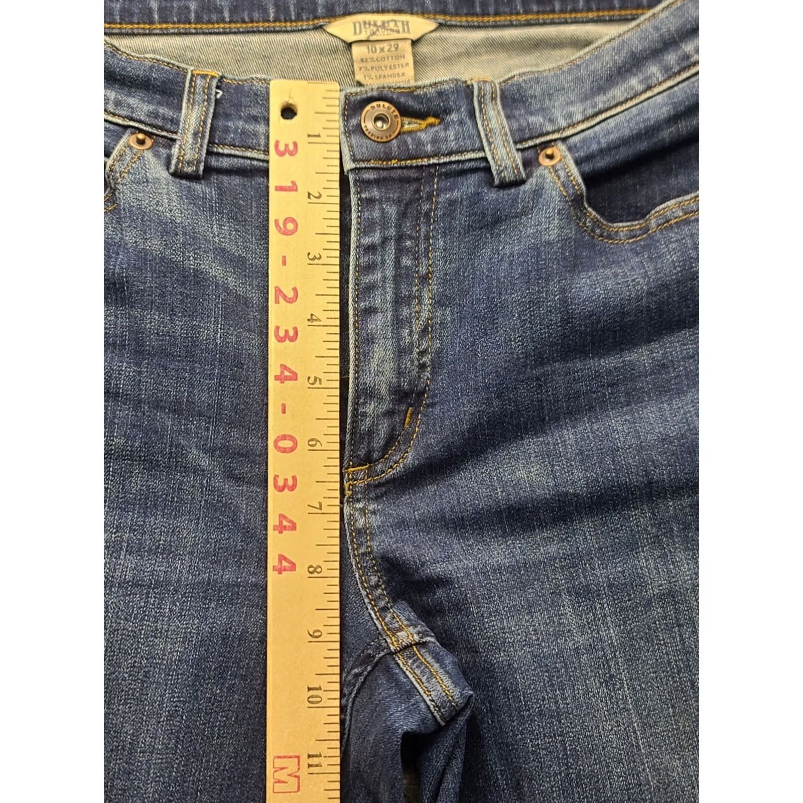 Denime Duluth Jeans Womens 10X29 Slim Fit Tapered Leg Duluth Flex Daily Denim Jeans Slimming Blue 5-Pocket USA Cowboy Mens Womens Girls Size 40" / US 18 - 5 Thumbnail