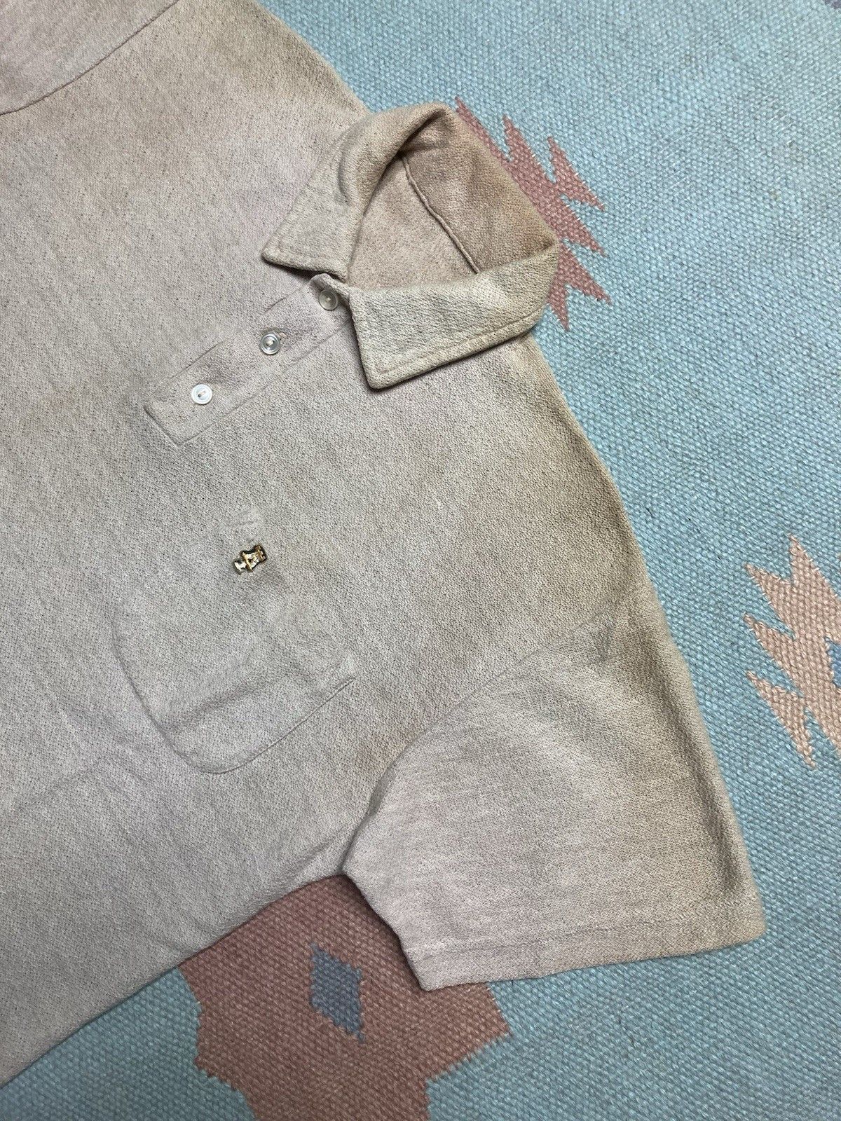 Vintage Vintage 70s polo shirt jacquard knit stain soft boxy medium Size US M / EU 48-50 / 2 - 3 Thumbnail
