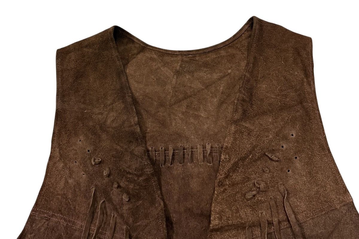 Schott Vintage Cowboy Style Fringes Brown Leather Vest Jacket Size US S / EU 44-46 / 1 - 7 Thumbnail