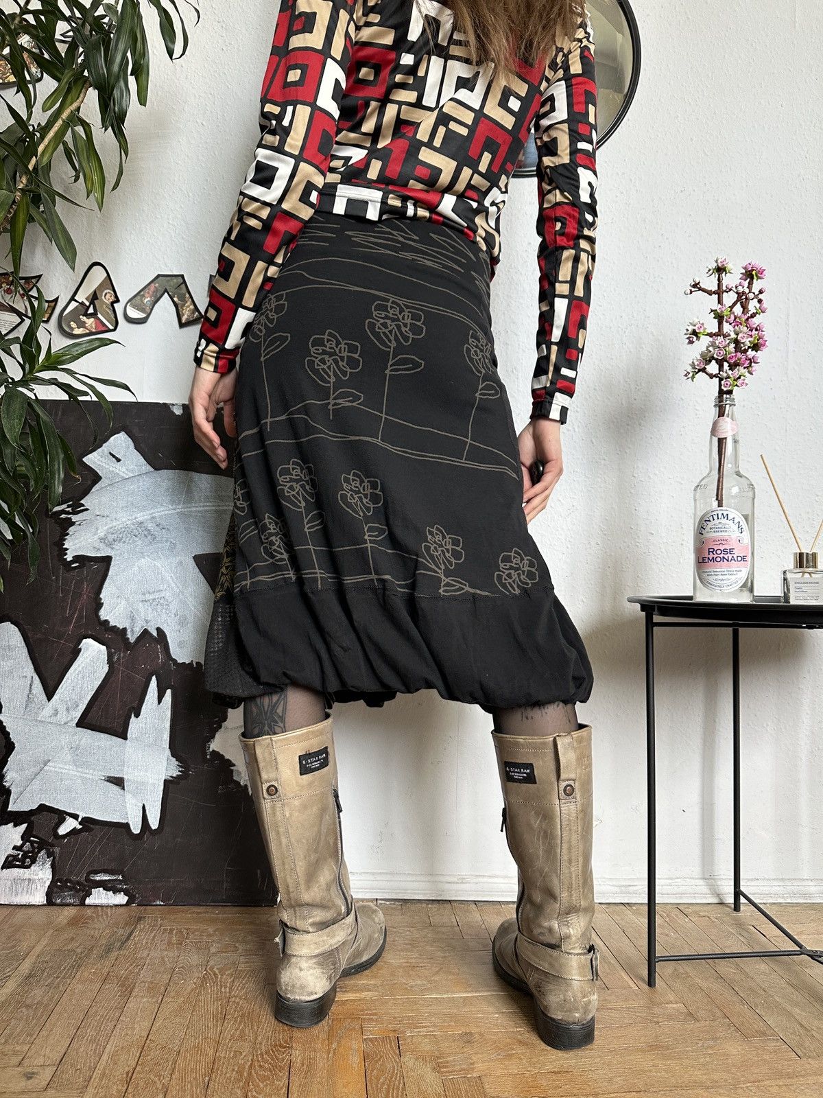 Designer × Other Asymmetrical Deconstructed Draped Scrunchy Graphic Skirt Size 30" / US 8 / IT 44 - 3 Thumbnail