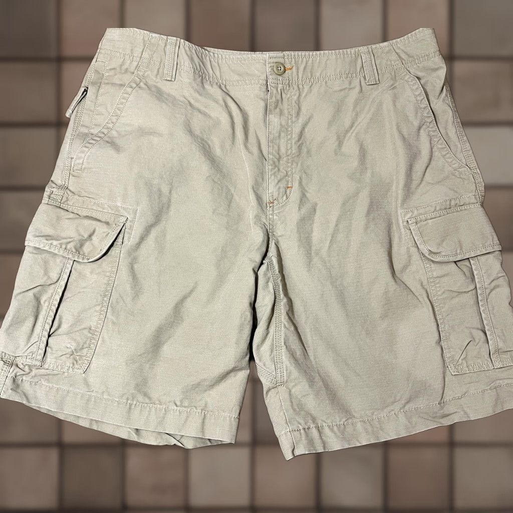 Vintage L.L.Bean Cargo Shorts Men 40W Size 40 Inseam 10 Casual Beige Canvas Cotton Dark Tan Shorts Mens Size US 40 / EU 56 - 1 Thumbnail