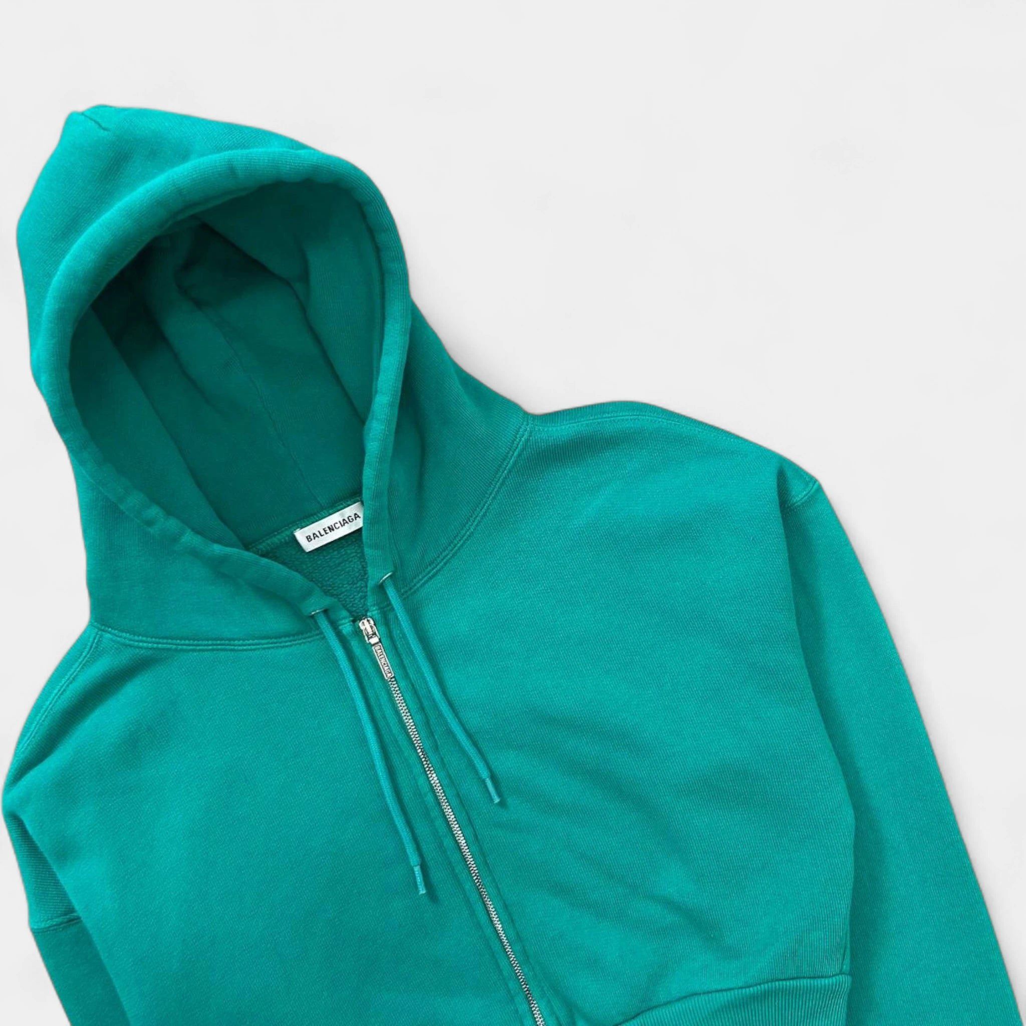 Balenciaga Balenciaga 2018 Cropped "I Love Techno" Green Zip Hoodie Size XS / US 0-2 / IT 36-38 - 5 Thumbnail