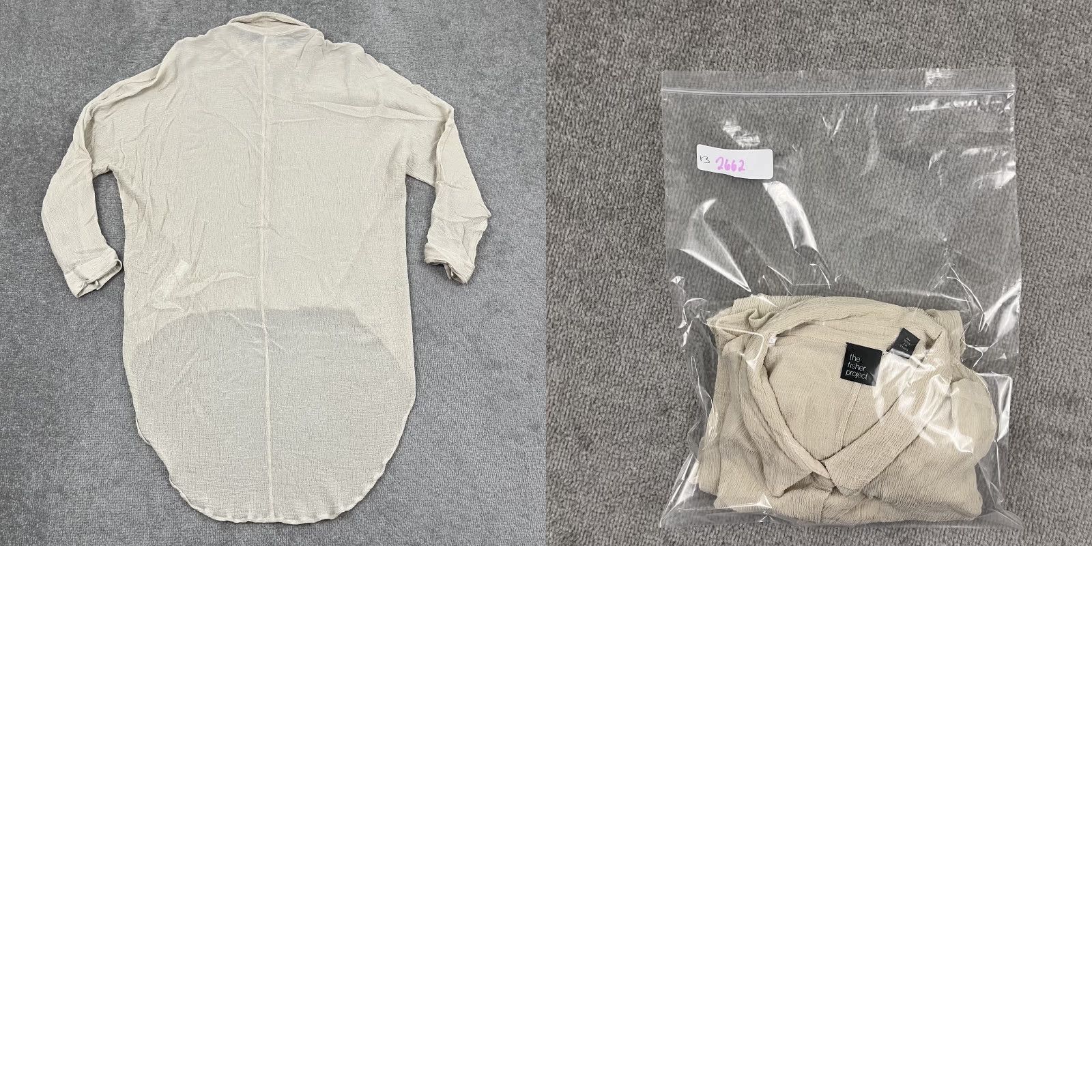 Eileen Fisher The Fisher Project by Eileen Fisher Tunic Top Women M Ivory Silk Hi Low Hem Button-Up Size M / US 6-8 / IT 42-44 - 8 Thumbnail