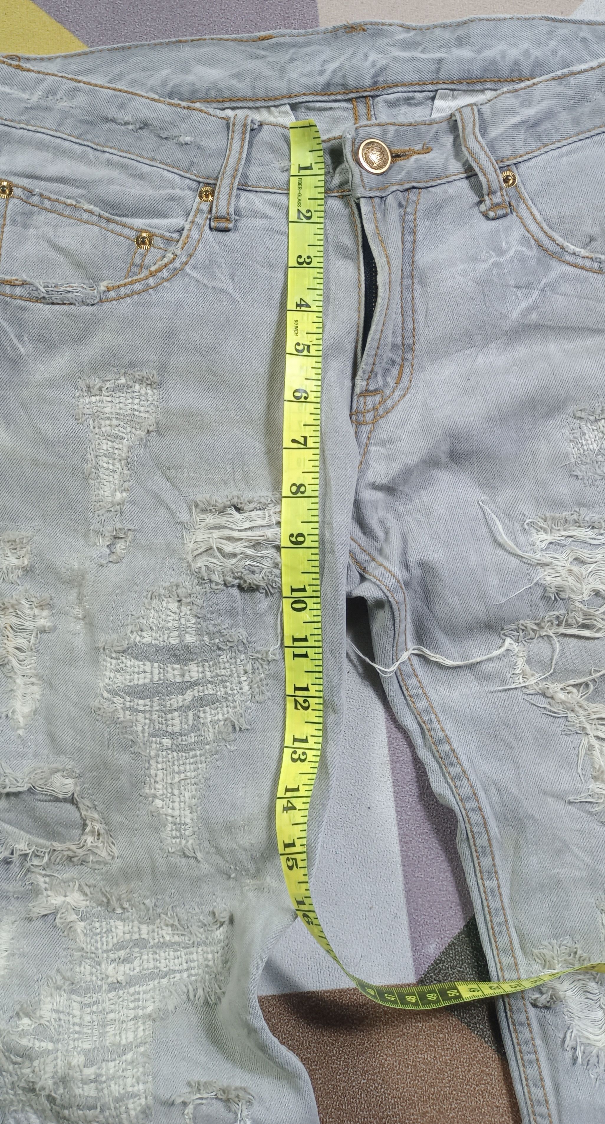 If Six Was Nine 2000s🔥Steel Blue Japan Like Undercover Crash Jeans Size US 33 - 15 Thumbnail