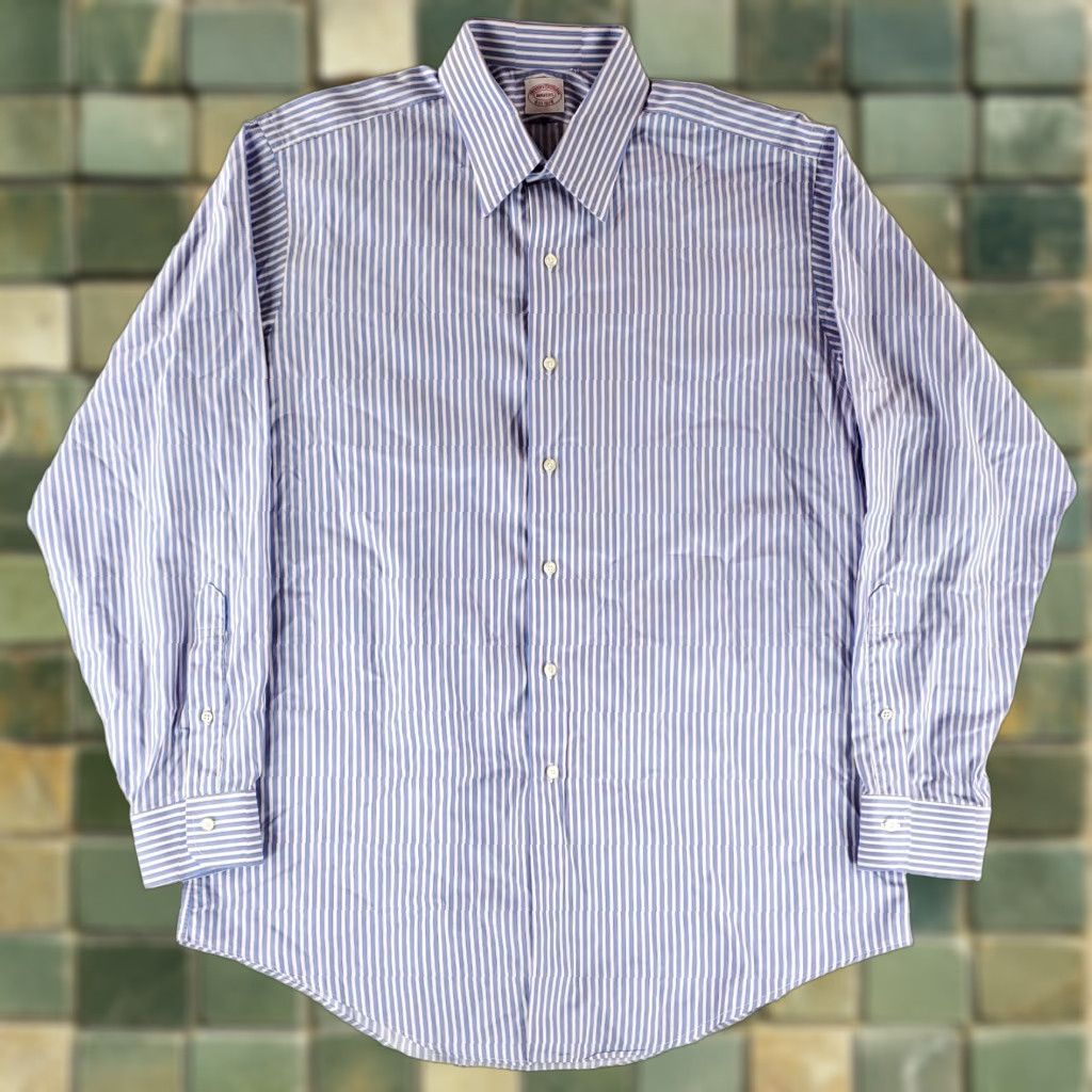Brooks Brothers Brooks Brothers Makers Custom Shop Button Up Shirt Striped USA Mens 16.5/35.5 Multicolor Long Sleeve Shirt Mens 16.5 Regular Size Size US XL / EU 56 / 4 - 1 Thumbnail
