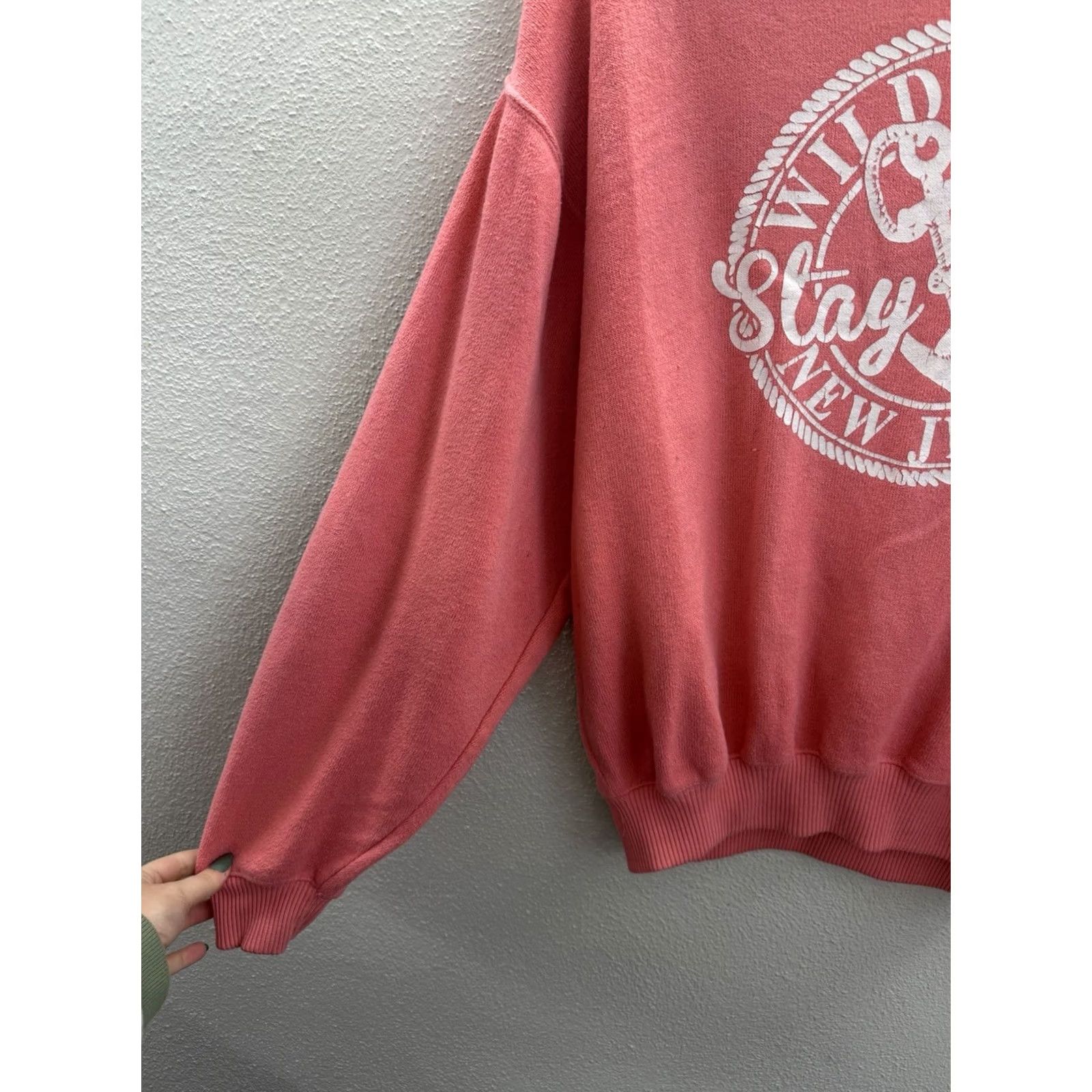 CO ESY Surf Co Sweatshirt Womens XL Pink Terry Crew Neck Pullover Beach Wildwood New Jersey Size XL / US 12-14 / IT 48-50 - 3 Thumbnail
