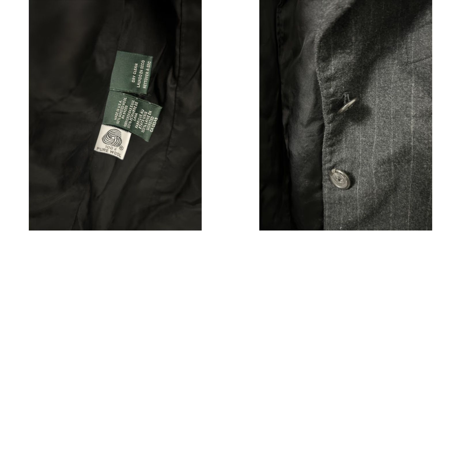 Ralph Lauren VINTAGE Lauren Ralph Lauren Blazer Women 8 Black Striped Worsted Wool US Made Mid-Length Button Cuff Classics Womens Size M / US 6-8 / IT 42-44 - 9 Thumbnail