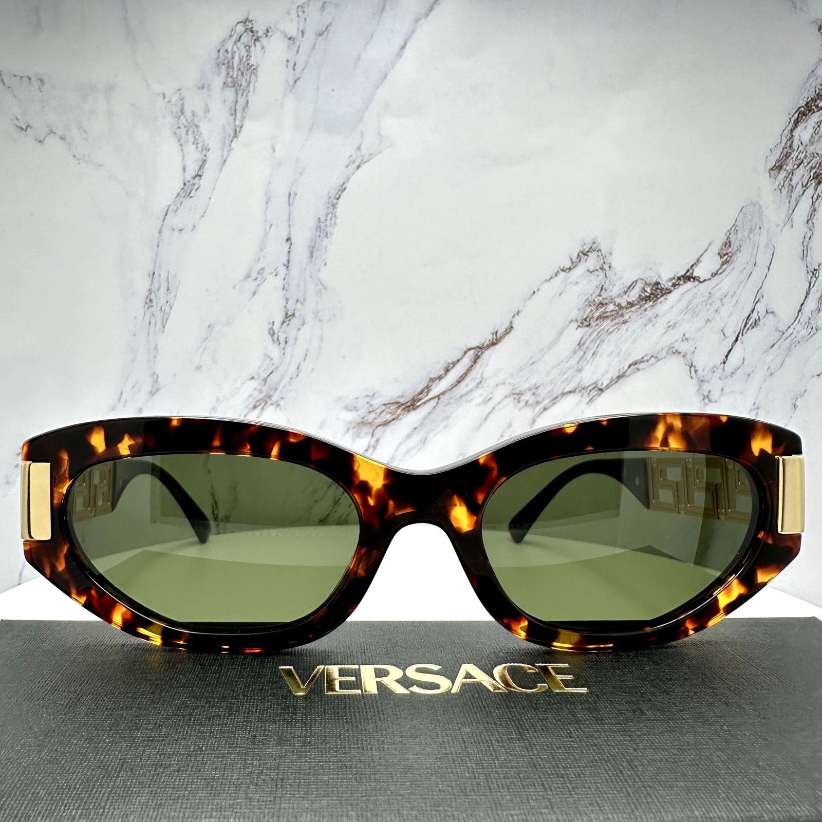 Versace New VERSACE Sunglasses Brown Gold Acetate & Metal Cat Eye Size ONE SIZE - 16 Thumbnail