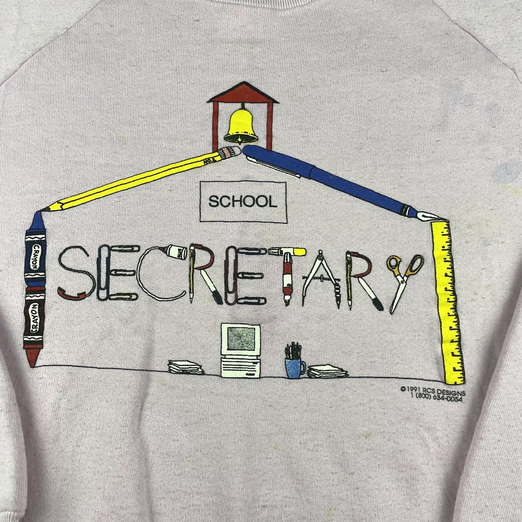 Pinko VINTAGE Secretary Sweatshirt Adult XL Pink Crew 90s 1991 Nike? Size US XL / EU 56 / 4 - 2 Thumbnail