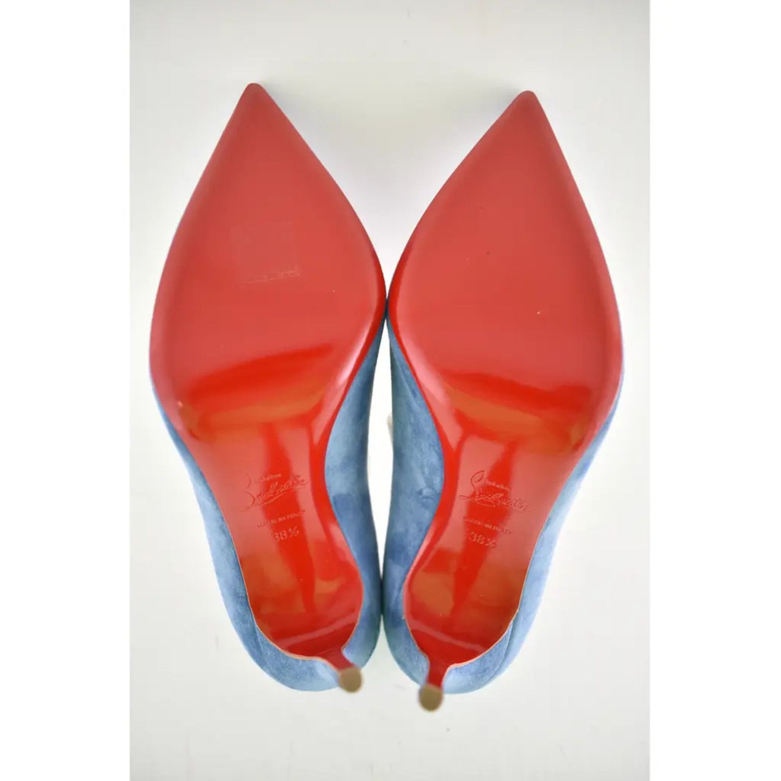 Christian Louboutin Kate 100 LAC Blue Suede Pointed Toe Classic Heel Pump 38.5 Size US 8.5 / IT 38.5 - 12 Thumbnail