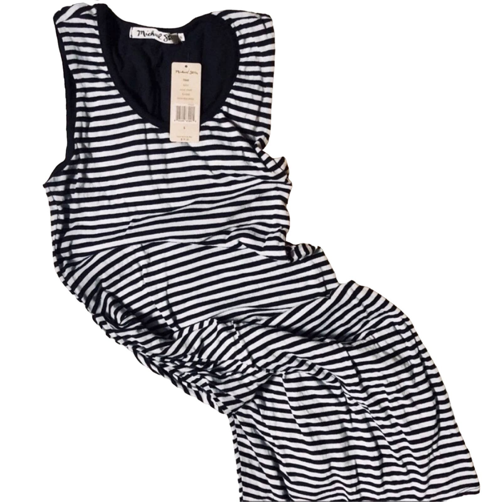 Anthropologie NEW MICHAEL STARS REVOLVE Black Grey Striped Tank Dress Size S / US 4 / IT 40 - 4 Thumbnail