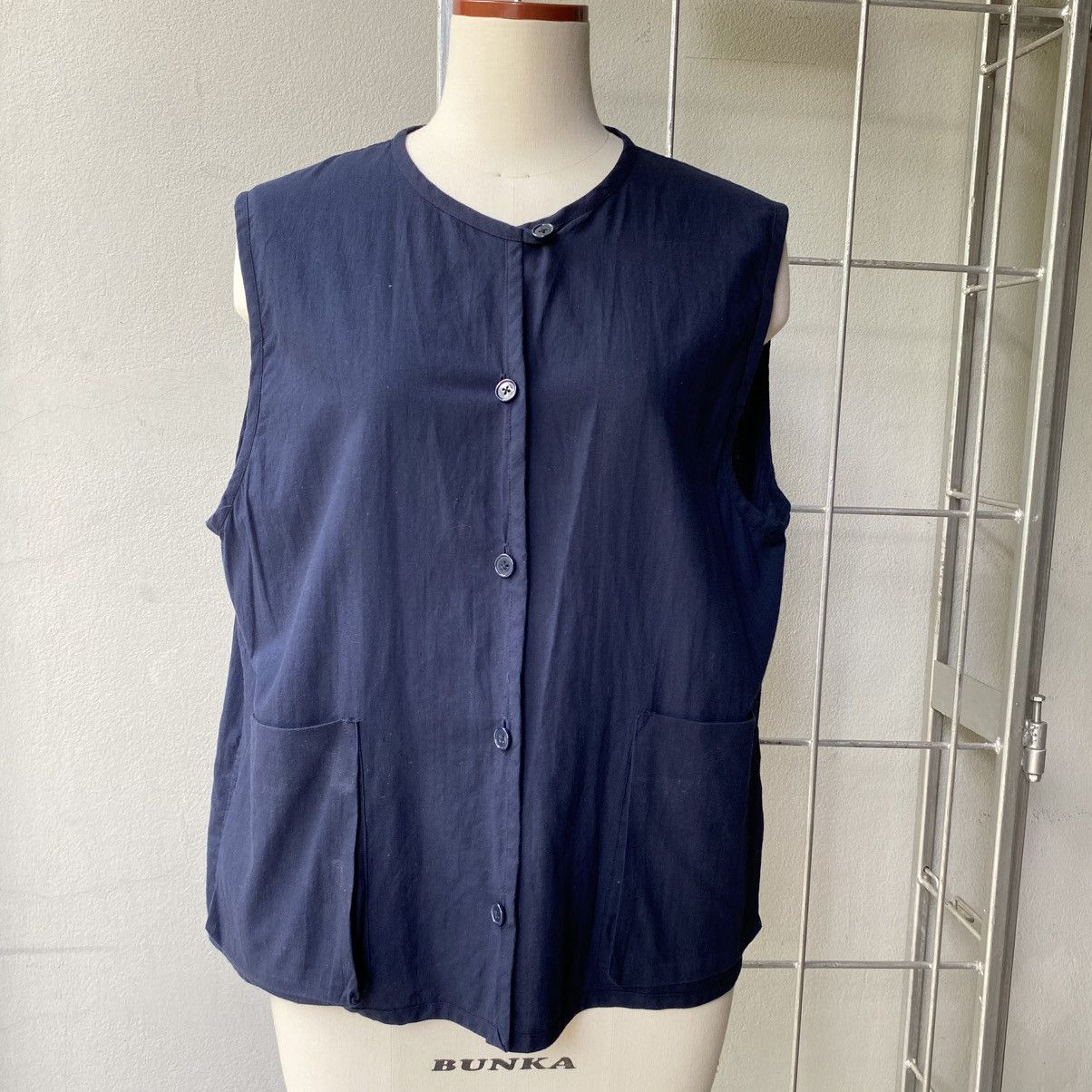 Comme des Garcons Comme des Garcons Navy Sleeveless Button Top Size L / US 10 / IT 46 - 8 Thumbnail