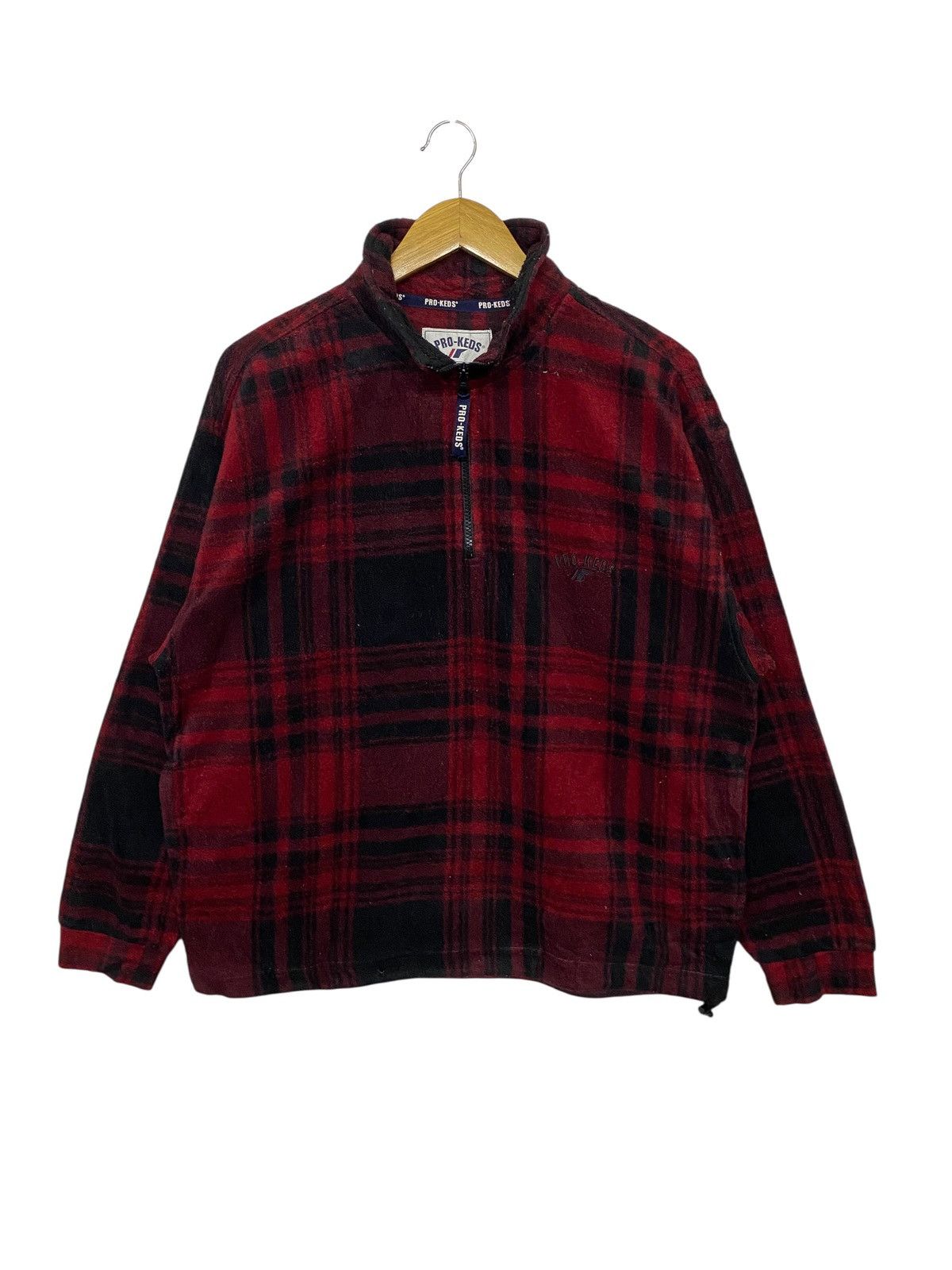 Pro-Keds Vintage Pro-Keds Checked Half Zipper Fleece Sweatshirt Size US M / EU 48-50 / 2 - 1 Thumbnail