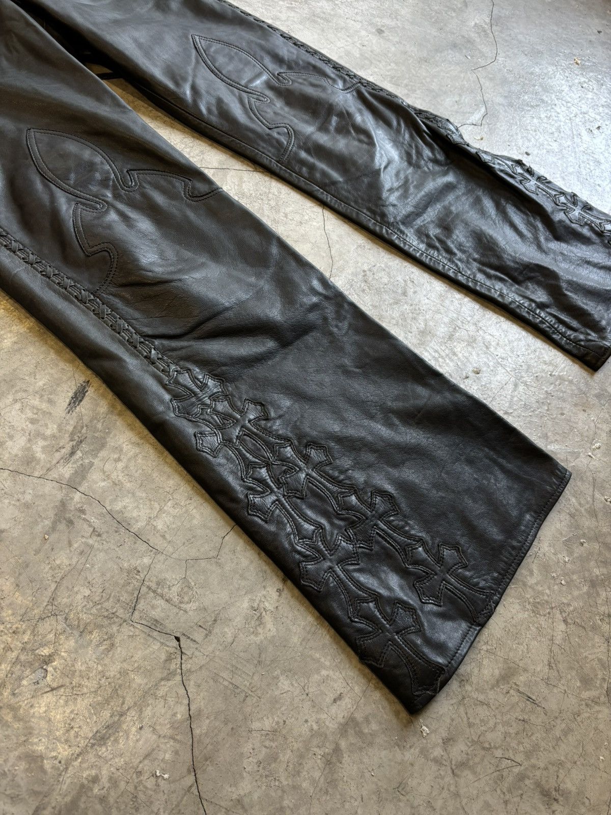 Chrome Hearts 1/1 crazy silver sterling & patches Leather overalls Size US 32 / EU 48 - 2 Thumbnail