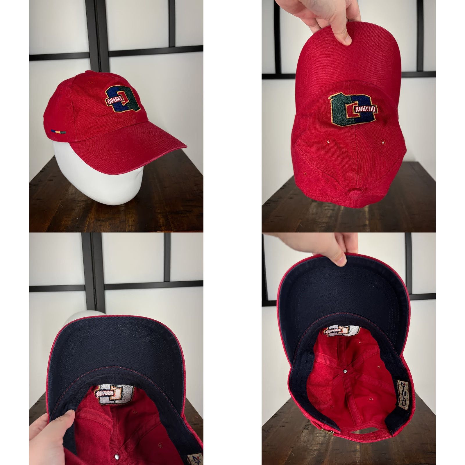 Vintage Ahead Quarry Hat Cap Strap Back Adult Red Cotton Embroidered Twill Baseball Cap Men Size One Size Adjustable Lightweight Casual Outdoor Sports Logo Size ONE SIZE - 8 Thumbnail