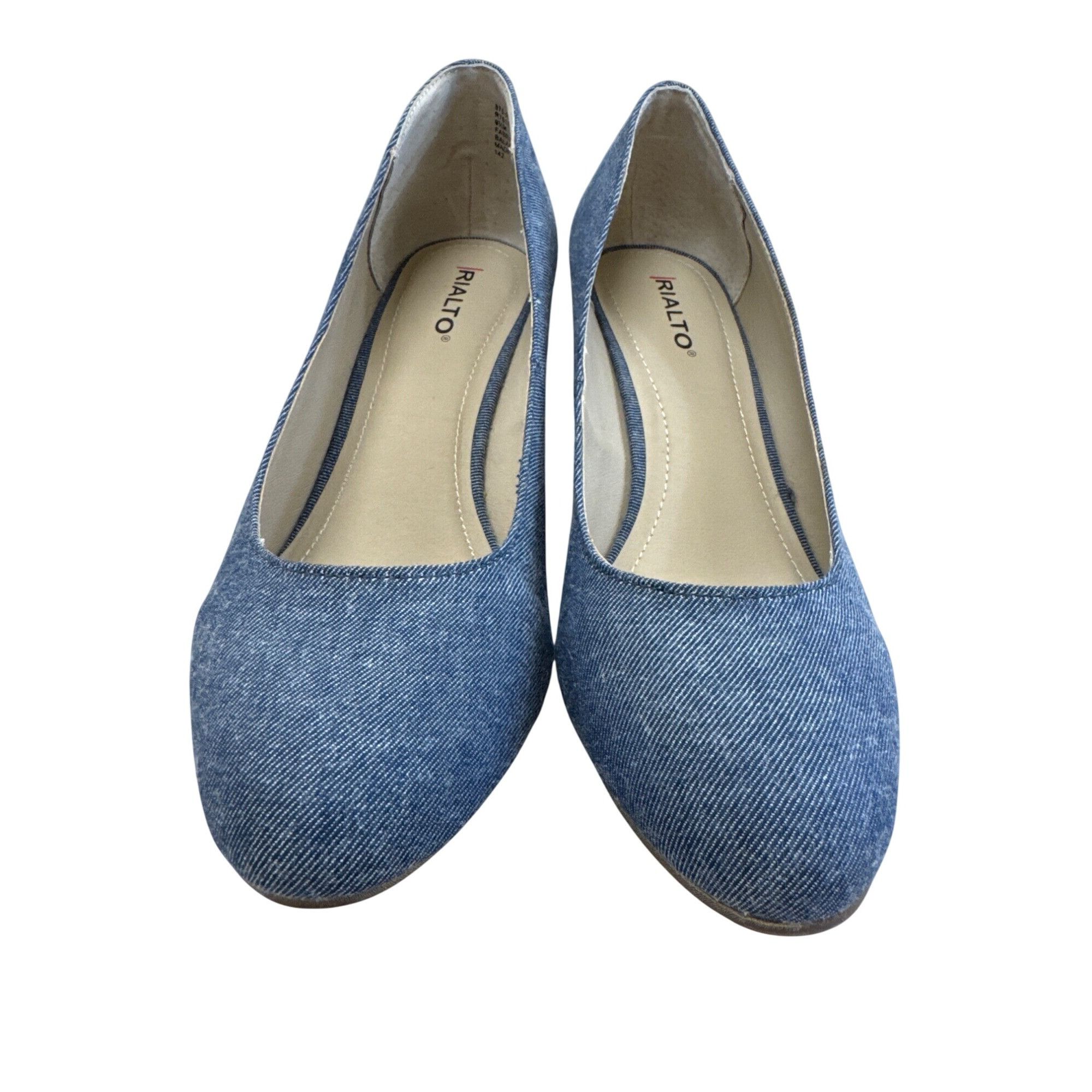 Designer Rialto Womens Blue Denim Floral Cork 3" Wedge Heel Shoes Siz Size US 9.5 / IT 39.5 - 6 Thumbnail